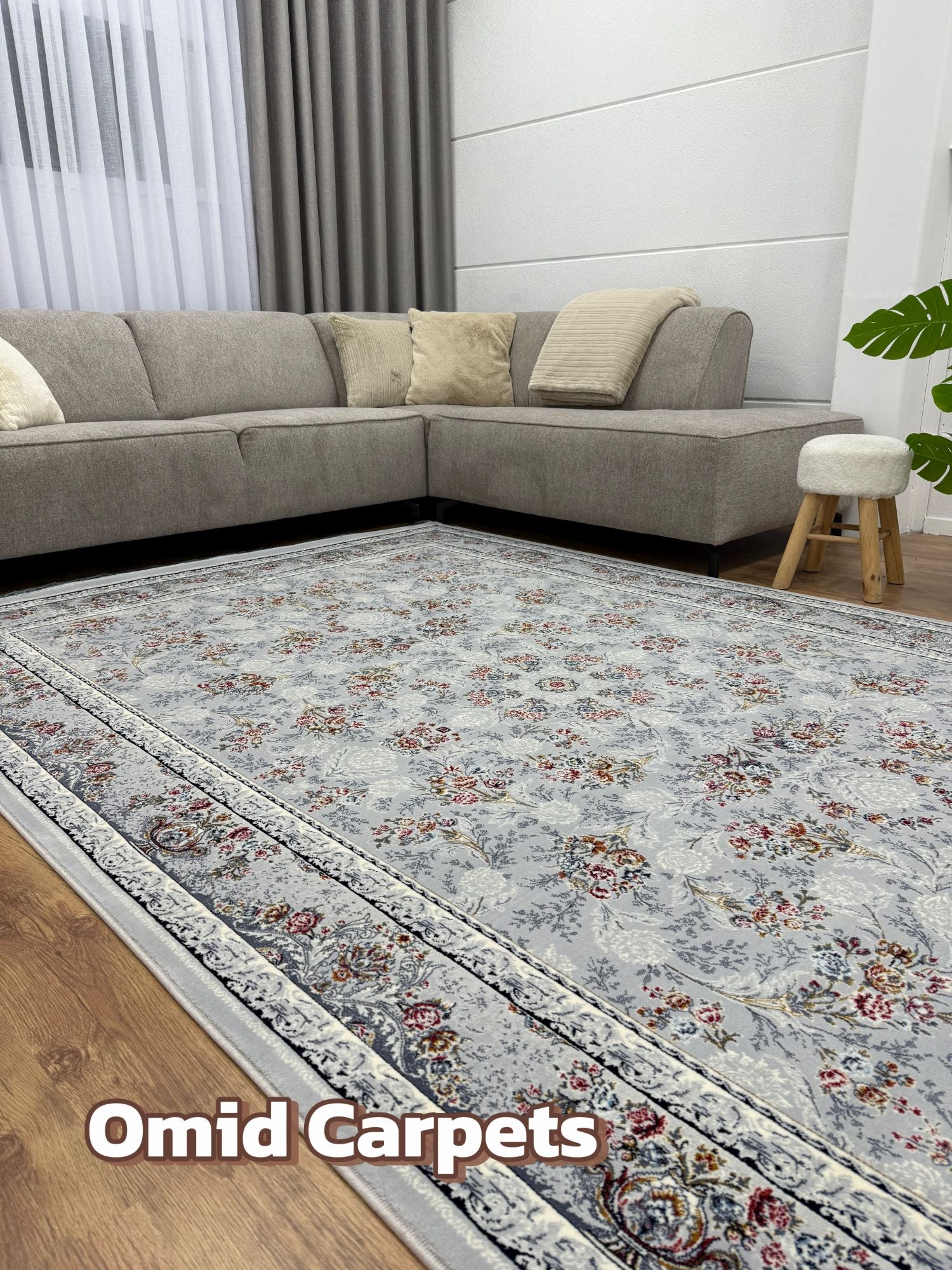 قالین ترکی * Grijs Tapijt Laagpolig Klassiek Vloerkleed - Omid Premium Classic