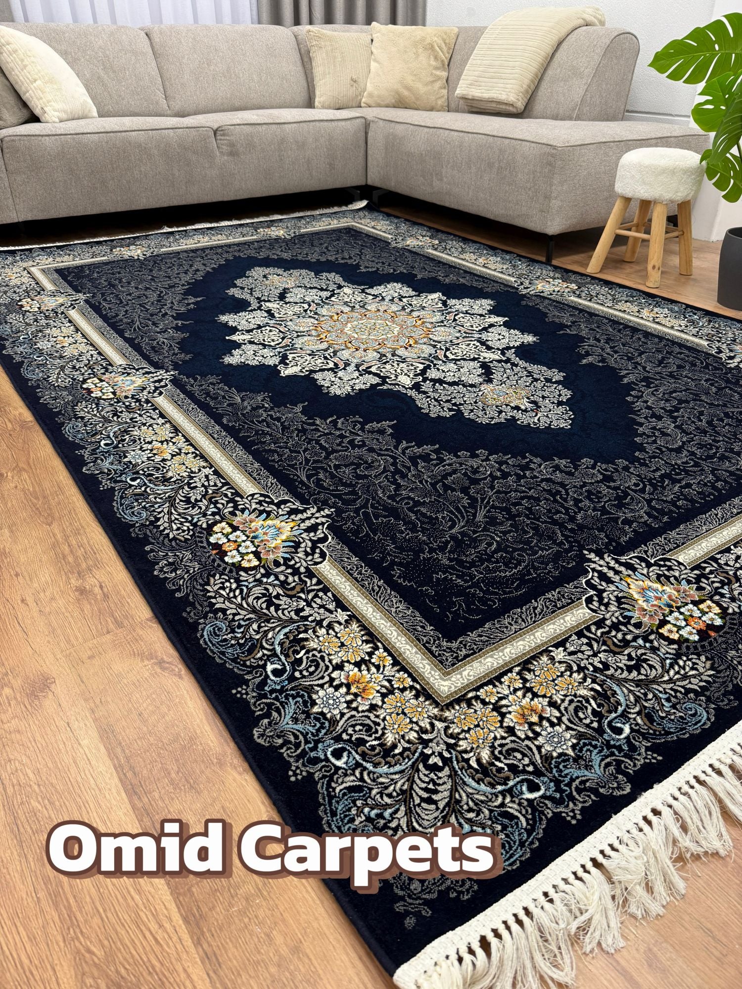 قالین 700 شانه * Donkerblauw Tapijt Laagpolig Klassiek Vloerkleed - Omid Premium Classic - 1,5 Miljoen punten/m²