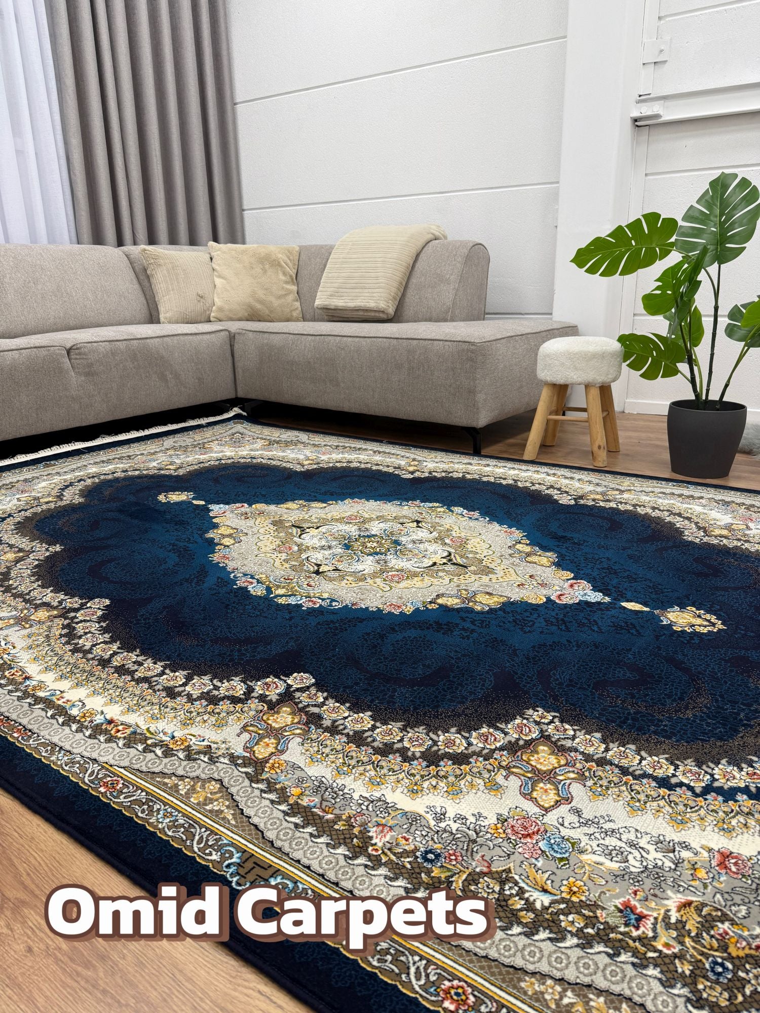 قالین 700 شانه * Donkerblauw Tapijt Laagpolig Klassiek Vloerkleed - Omid Premium Classic - 1,5 Miljoen punten/m²
