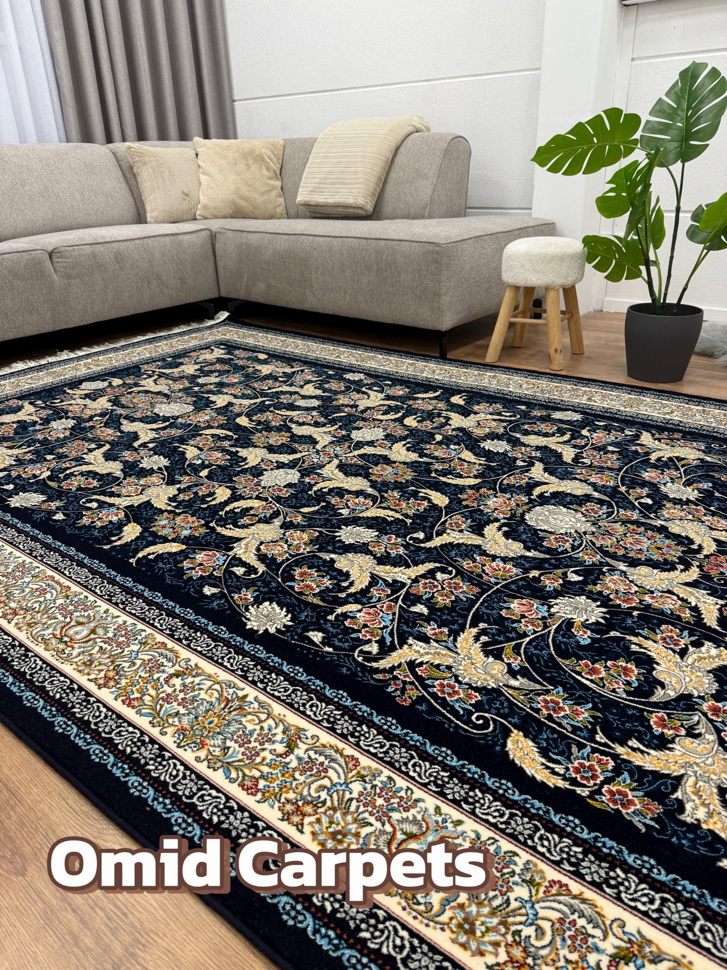 قالین 700 شانه * Blauw Tapijt Laagpolig Klassiek Vloerkleed - Omid Premium Classic - 1,5 Miljoen punten/m²