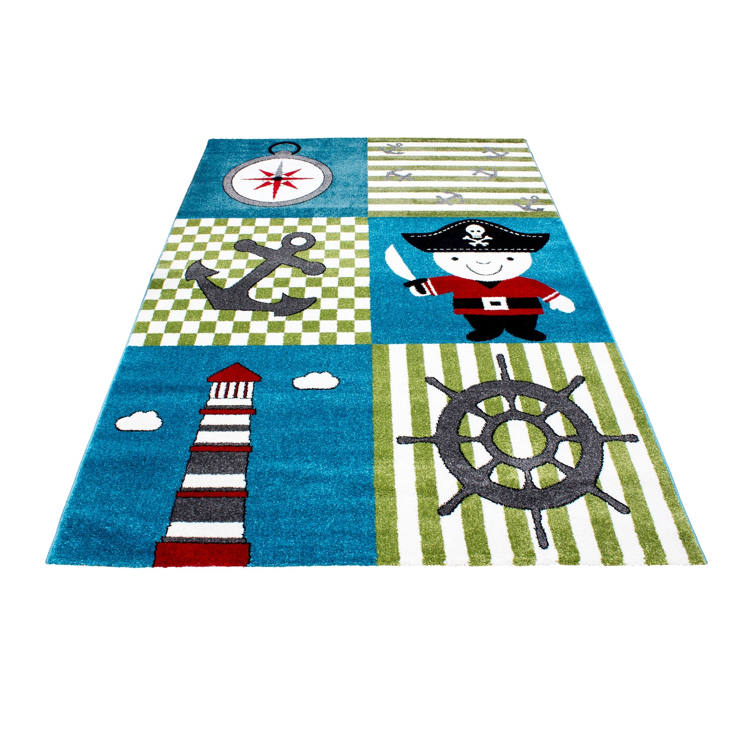 Kindertapijt Omid Piraten Blauw Vloerkleed - Omid Carpets