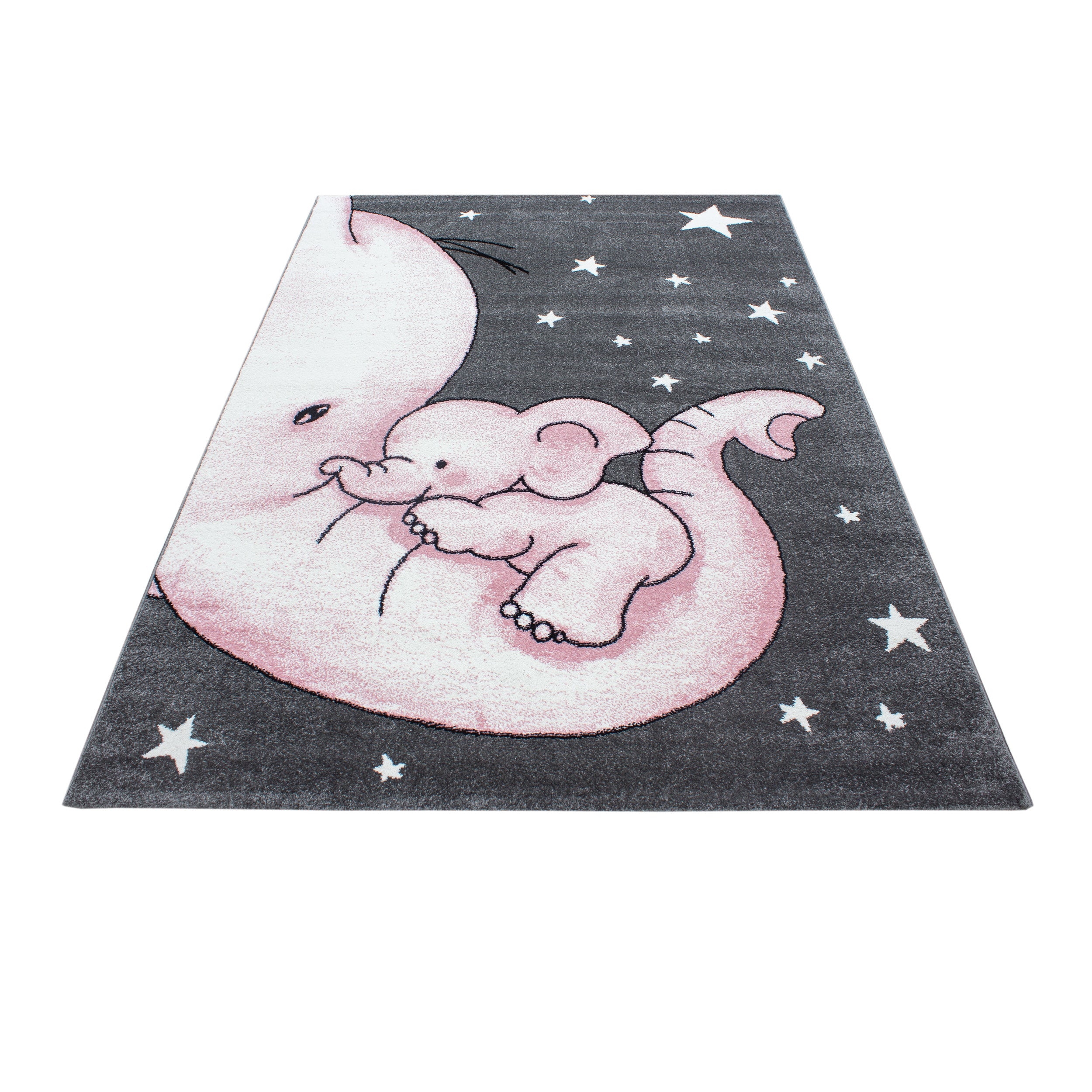 Kindertapijt Omid Olifantje met Baby Roos Vloerkleed - Omid Carpets