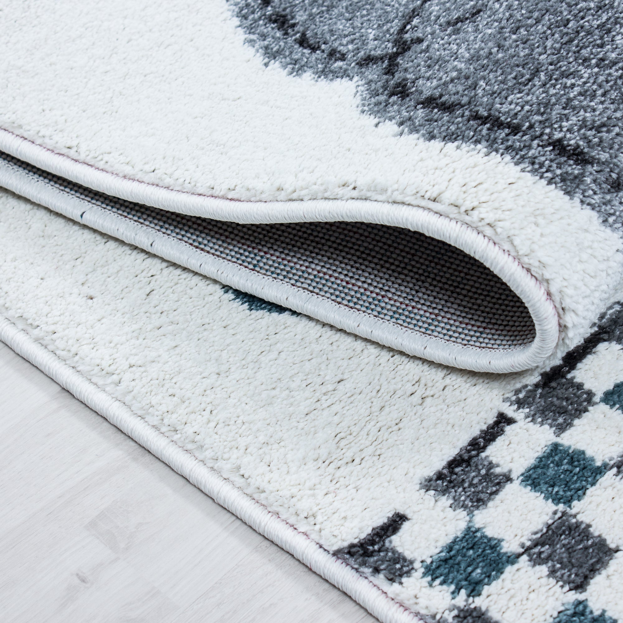Kindertapijt Omid Hartjes Regen Blauw Vloerkleed - Omid Carpets