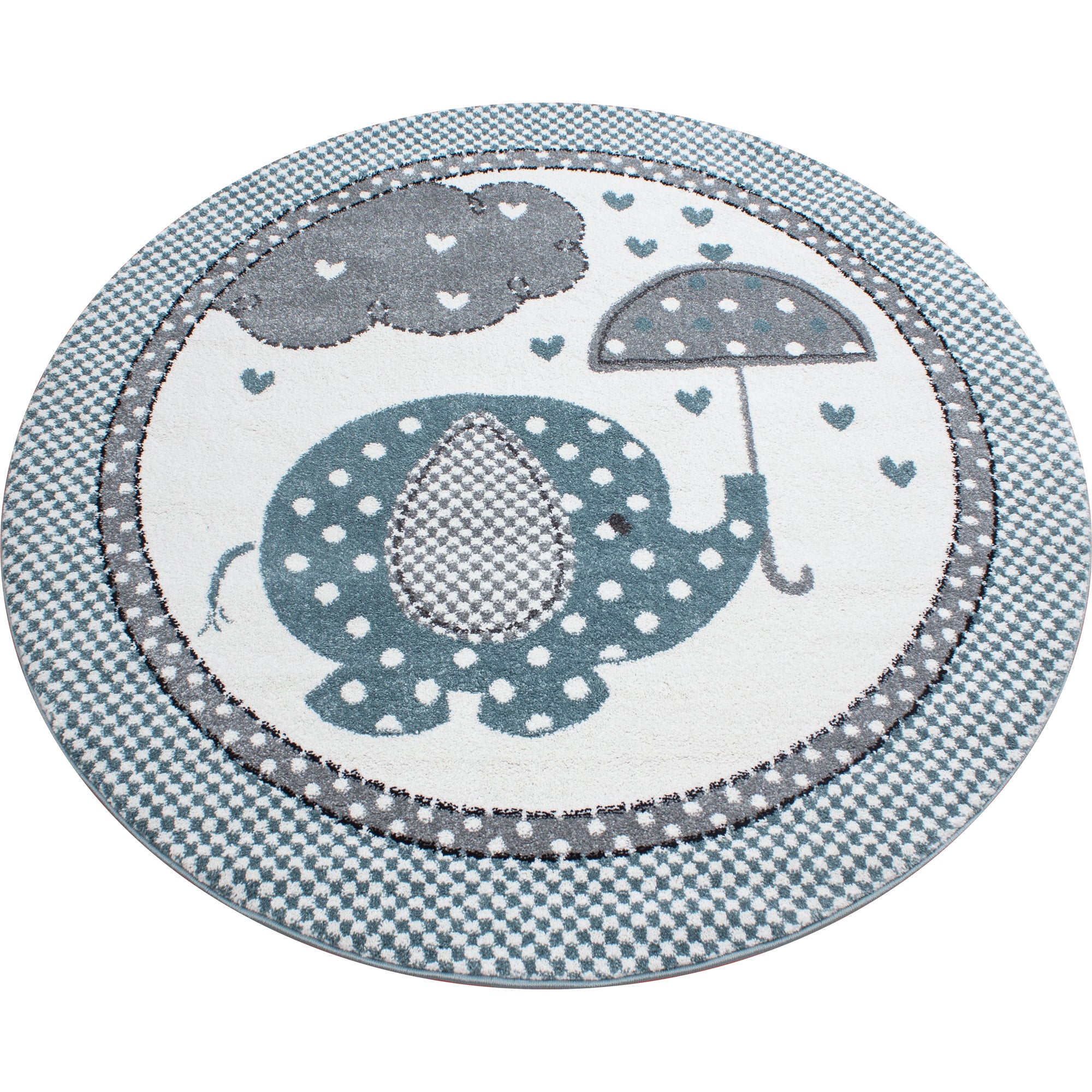 Kindertapijt Omid Hartjes Regen Blauw Vloerkleed - Omid Carpets