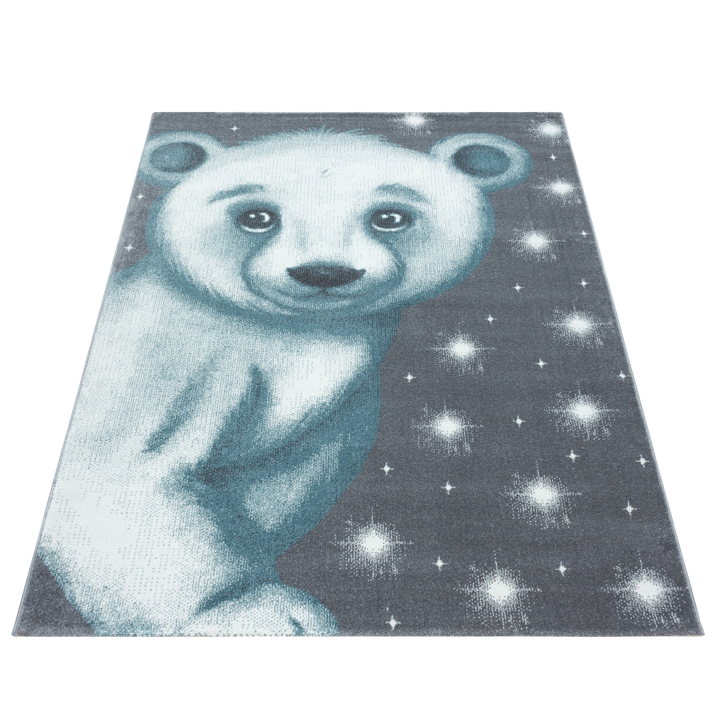 Kindertapijt Omid Ijsbeer Blauw Vloerkleed - Omid Carpets