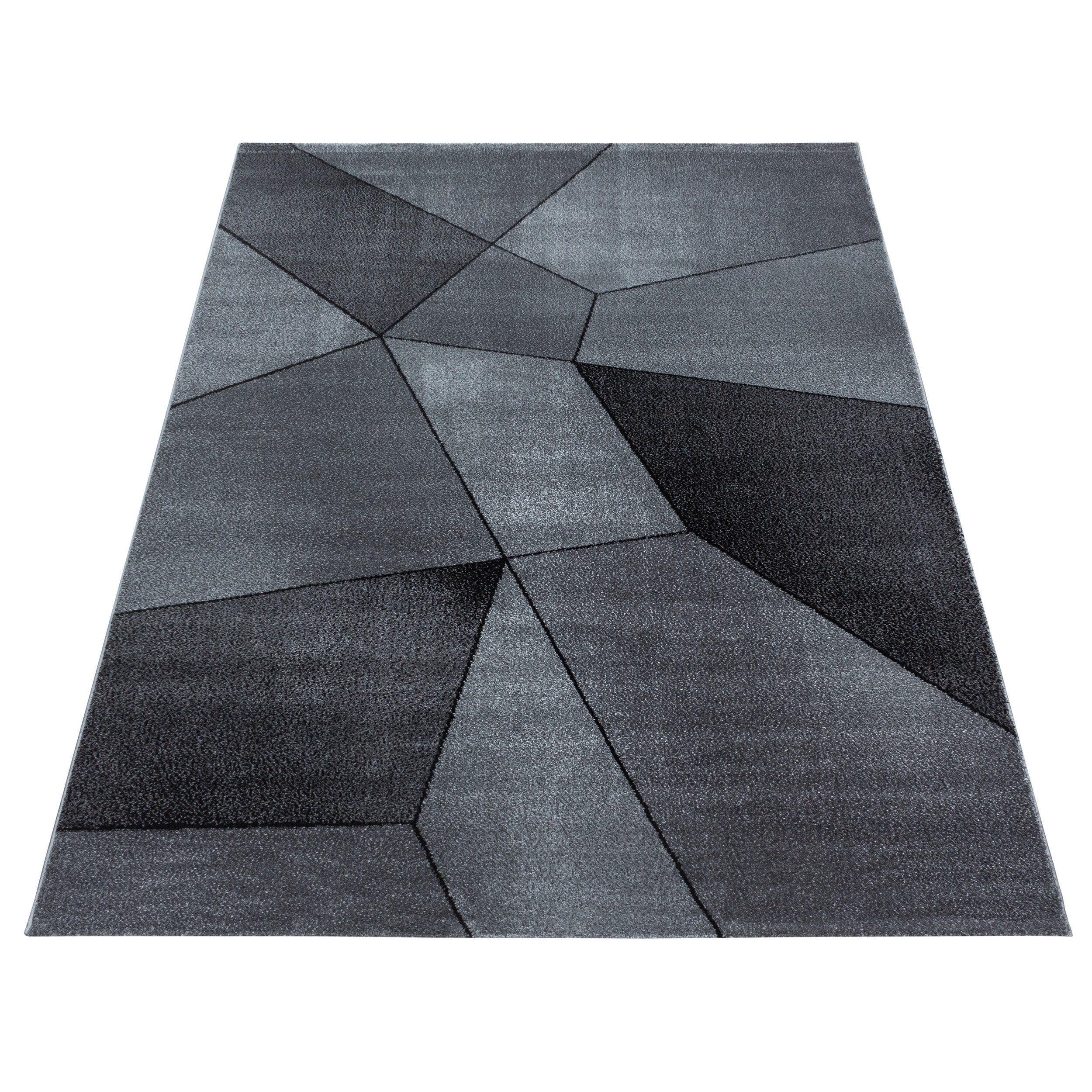 Grijs Tapijt Laagpolig Vloerkleed Omid Modern Geometry - Omid Carpets