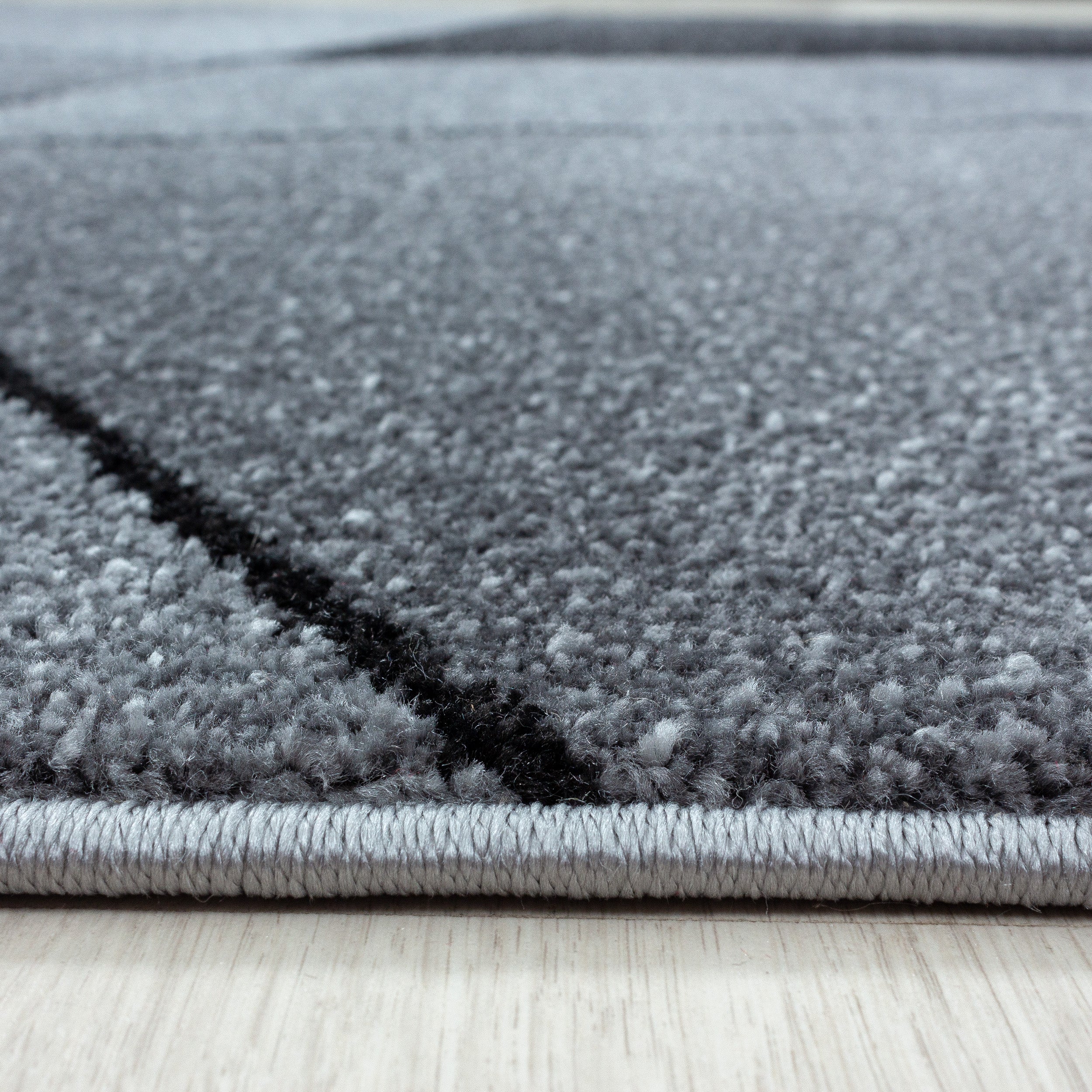 Grijs Tapijt Laagpolig Vloerkleed Omid Modern Geometry - Omid Carpets