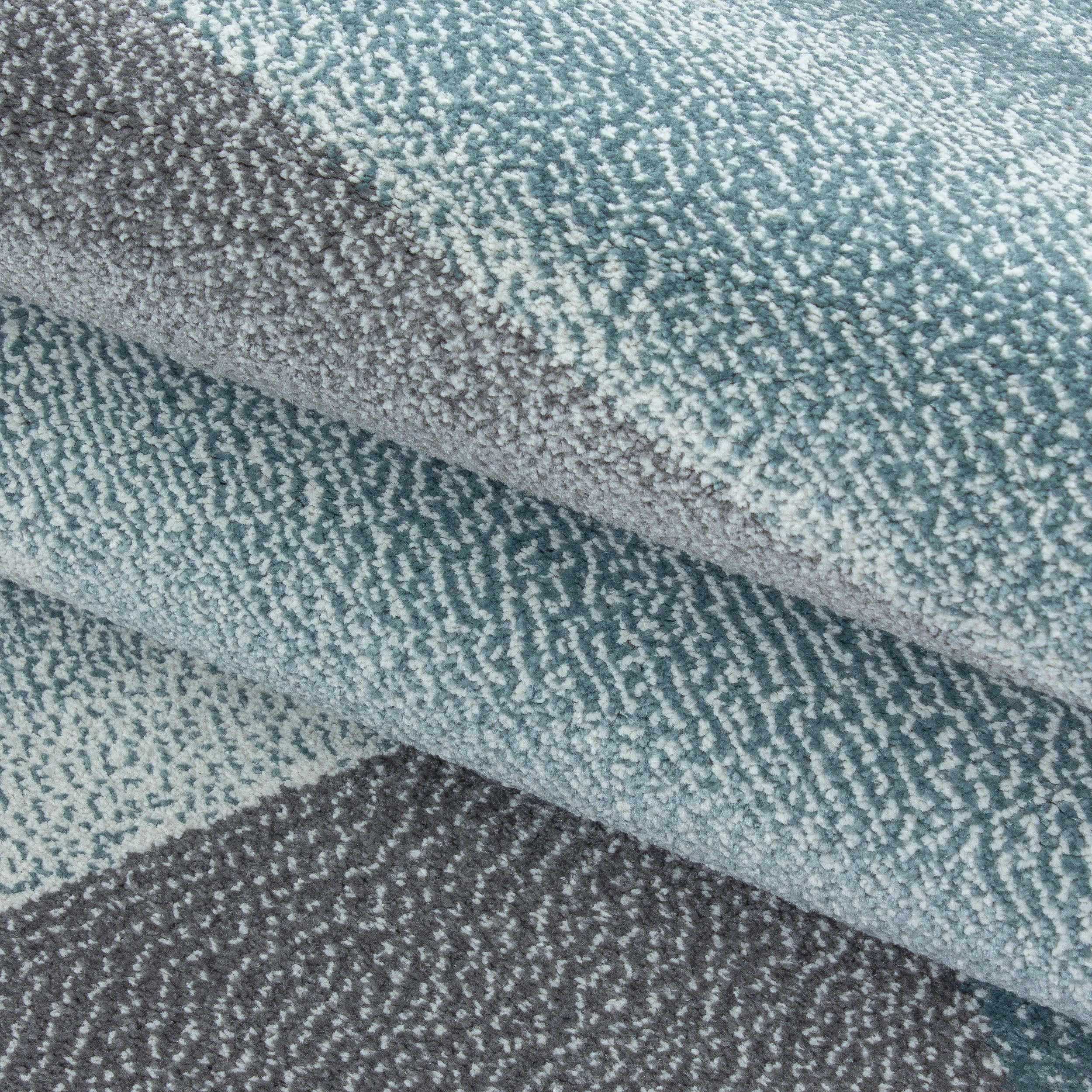Blauw Tapijt Laagpolig Vloerkleed Omid Modern Geometry - Omid Carpets