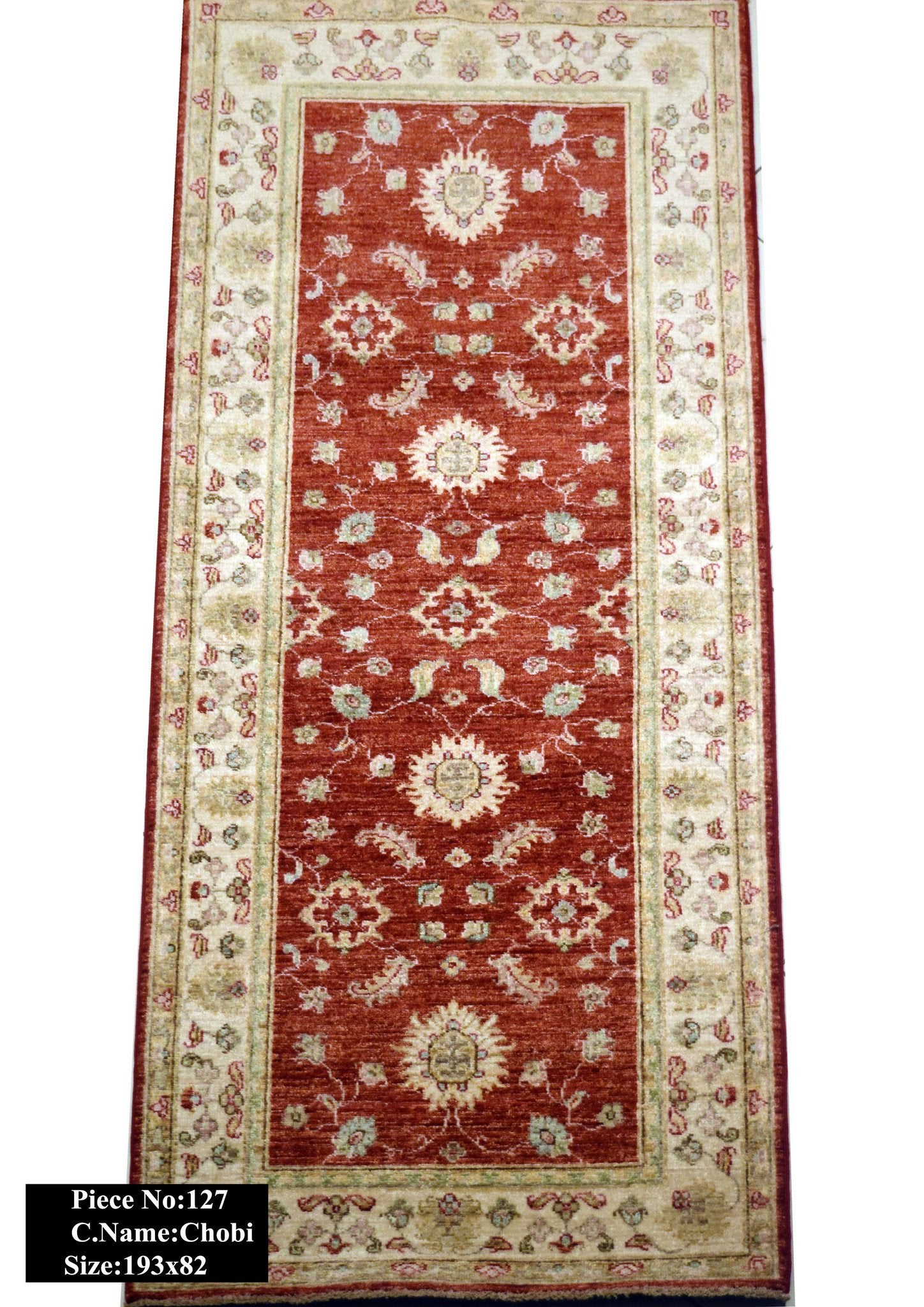 Koningsrode Ziegler Hal Tapijt 193x82 - Omid Carpets