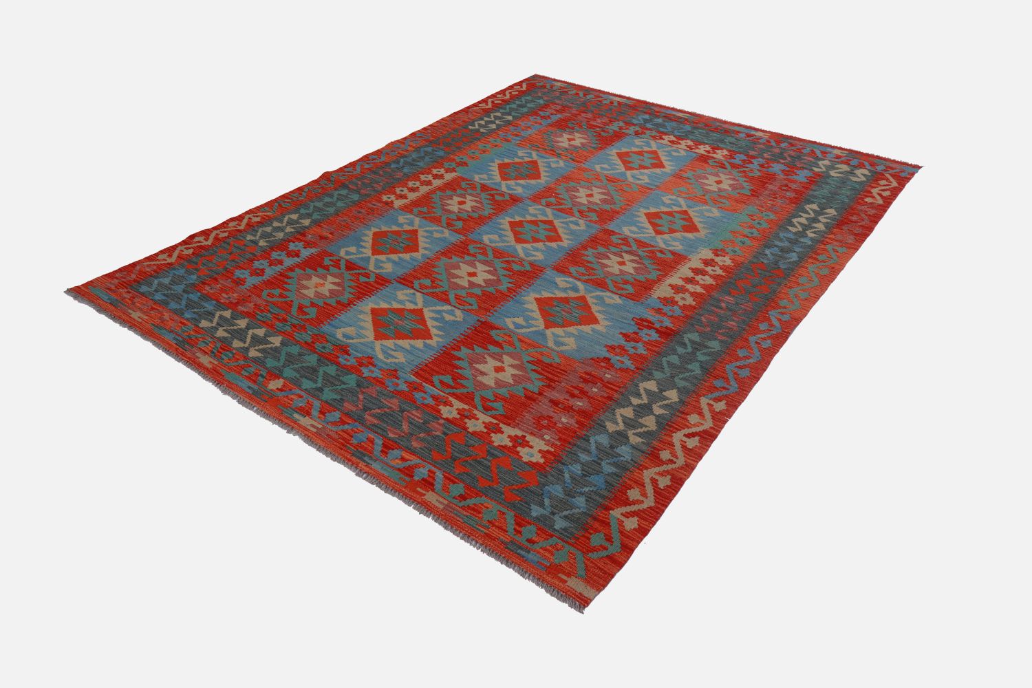 Kleurrijk Tapijt Laagpolig Handgeweven Wollen Vloerkleed - Omid Afghan Kelim 254x174