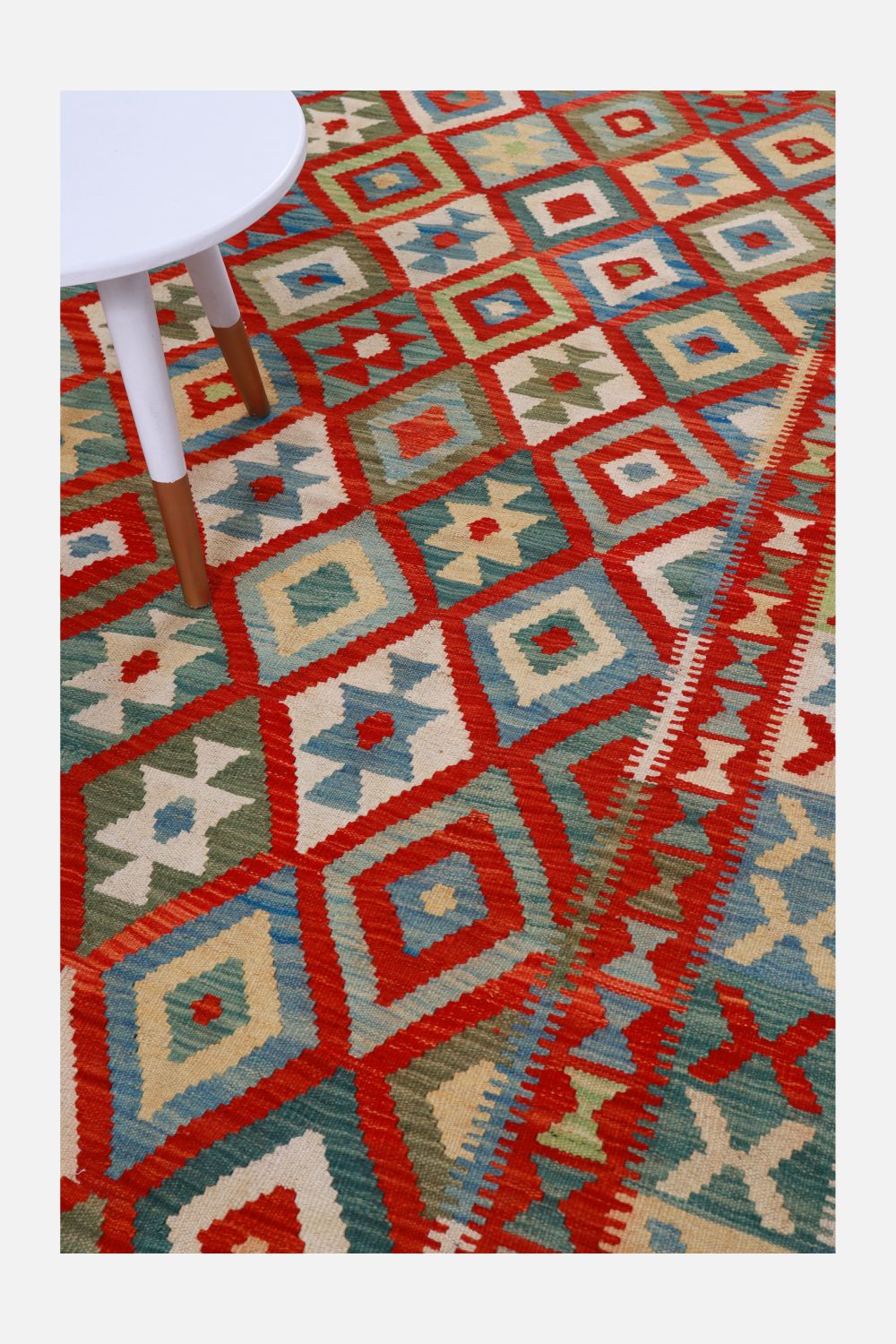 Kleurrijk Tapijt Laagpolig Handgeweven Wollen Vloerkleed - Omid Afghan Kelim 242x165