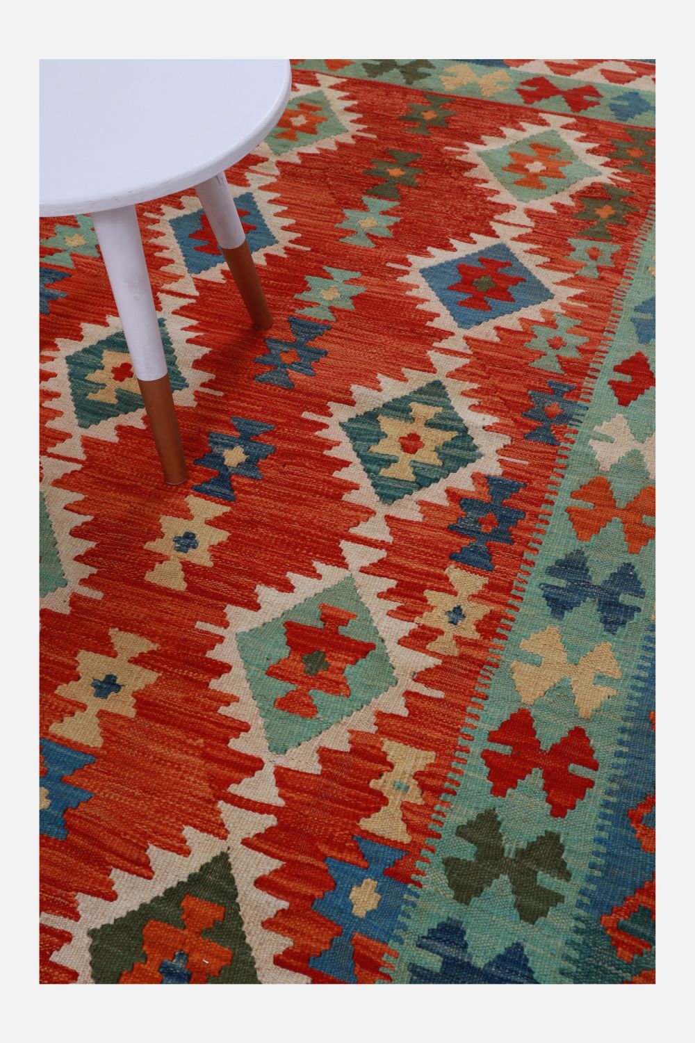 Kleurrijk Tapijt Laagpolig Handgeweven Wollen Vloerkleed - Omid Afghan Kelim 216x153