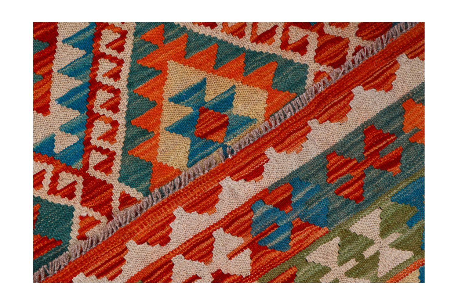 Kleurrijk Tapijt Laagpolig Handgeweven Wollen Vloerkleed - Omid Afghan Kelim 202x157