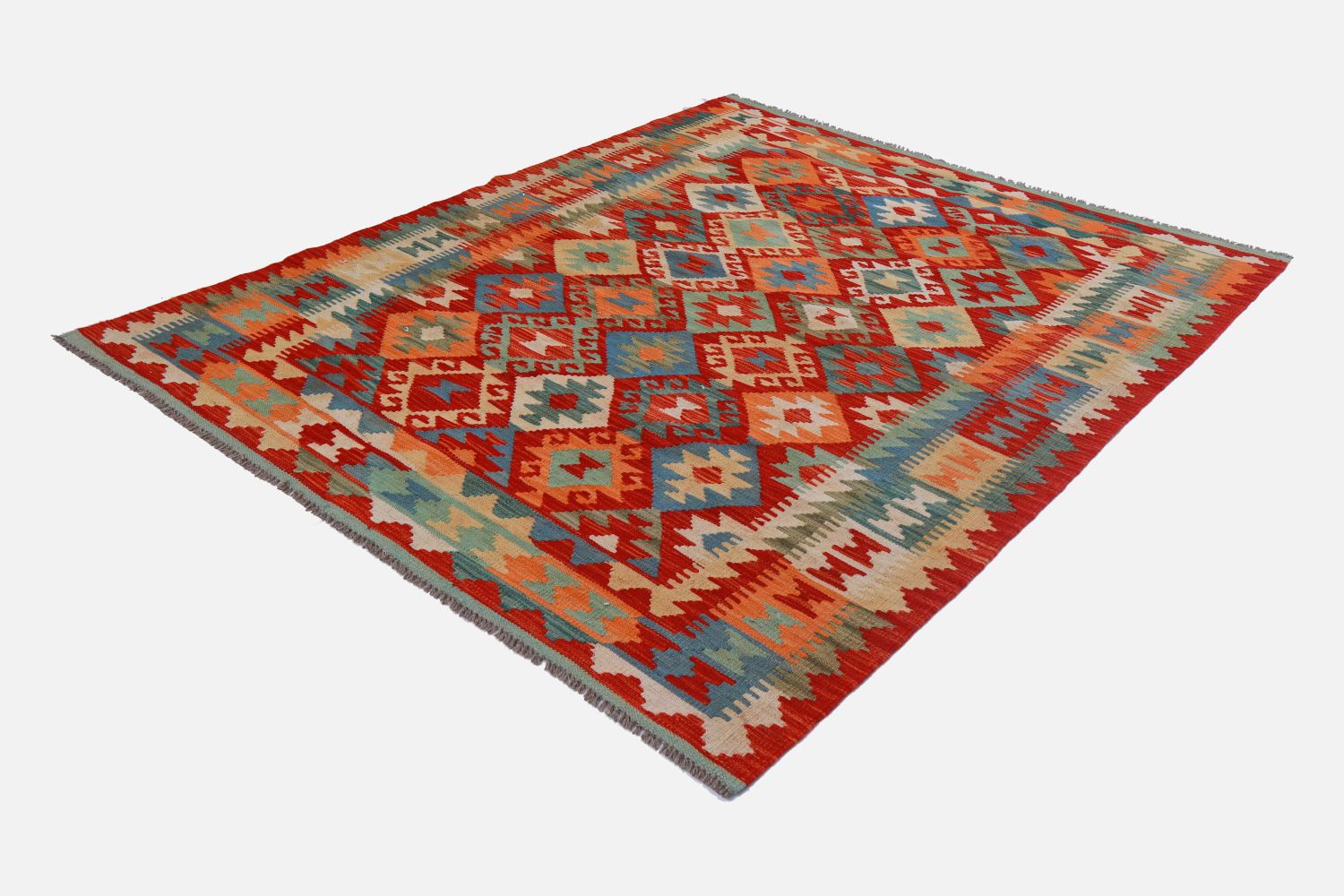 Kleurrijk Tapijt Laagpolig Handgeweven Wollen Vloerkleed - Omid Afghan Kelim 184x136