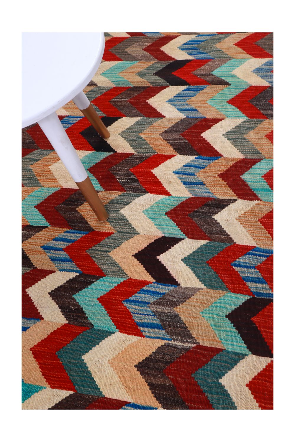 Kleurrijk Tapijt Laagpolig Handgeweven Wollen Vloerkleed - Omid Afghan Kelim 155x98
