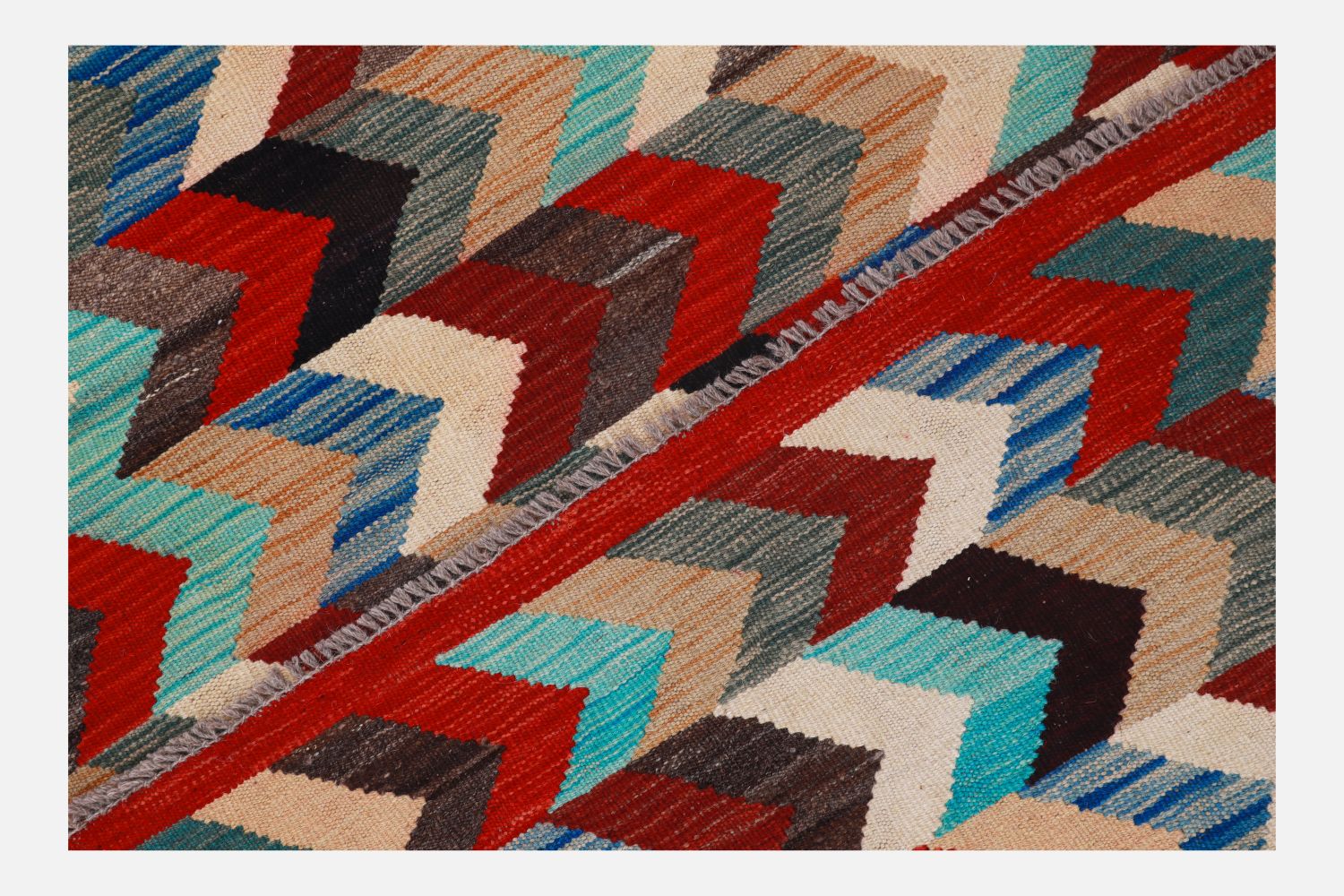 Kleurrijk Tapijt Laagpolig Handgeweven Wollen Vloerkleed - Omid Afghan Kelim 155x98