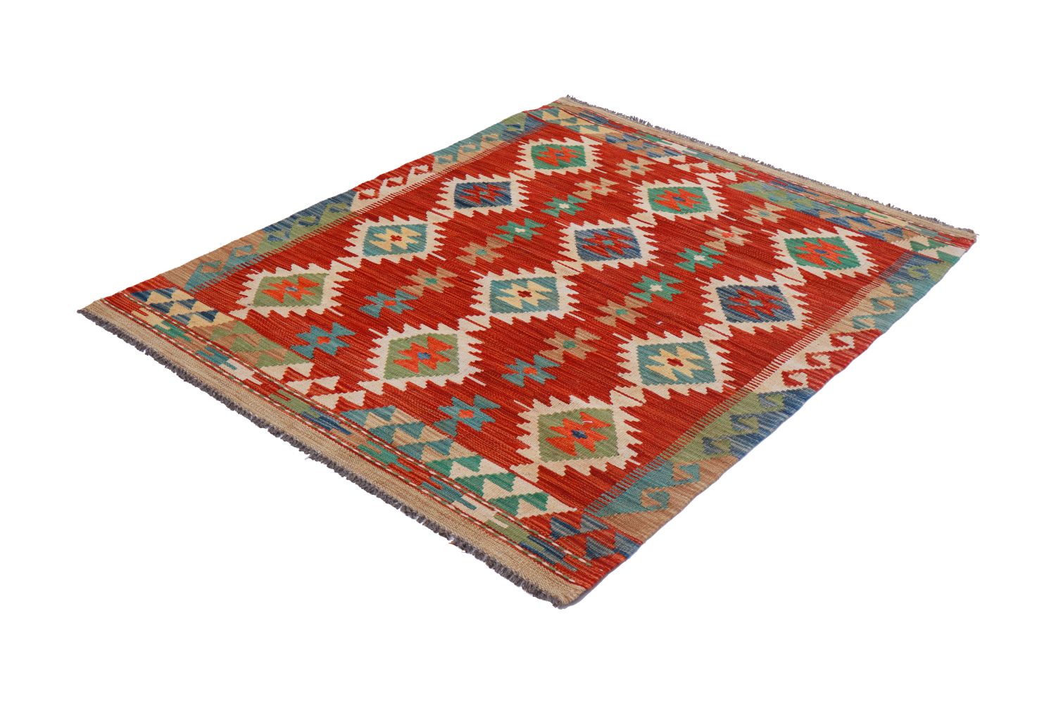 Kleurrijk Tapijt Laagpolig Handgeweven Wollen Vloerkleed - Omid Afghan Kelim 150x94