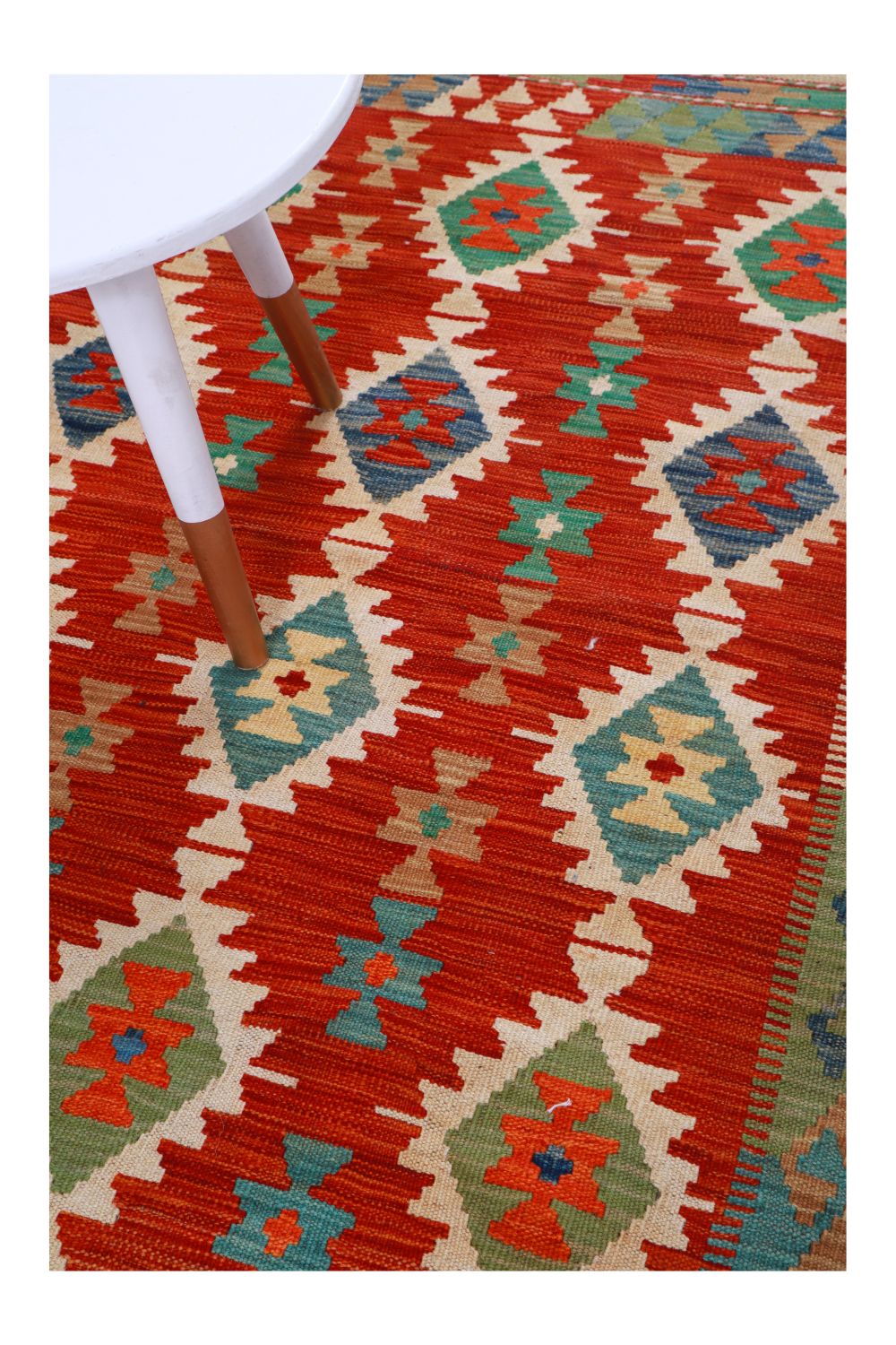 Kleurrijk Tapijt Laagpolig Handgeweven Wollen Vloerkleed - Omid Afghan Kelim 150x94