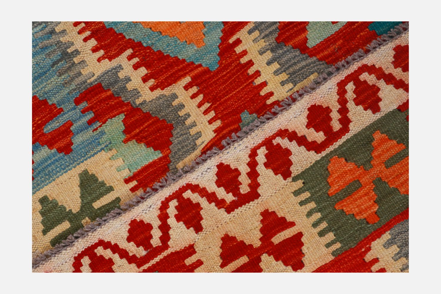 Kleurrijk Tapijt Laagpolig Handgeweven Wollen Vloerkleed - Omid Afghan Kelim 150x94