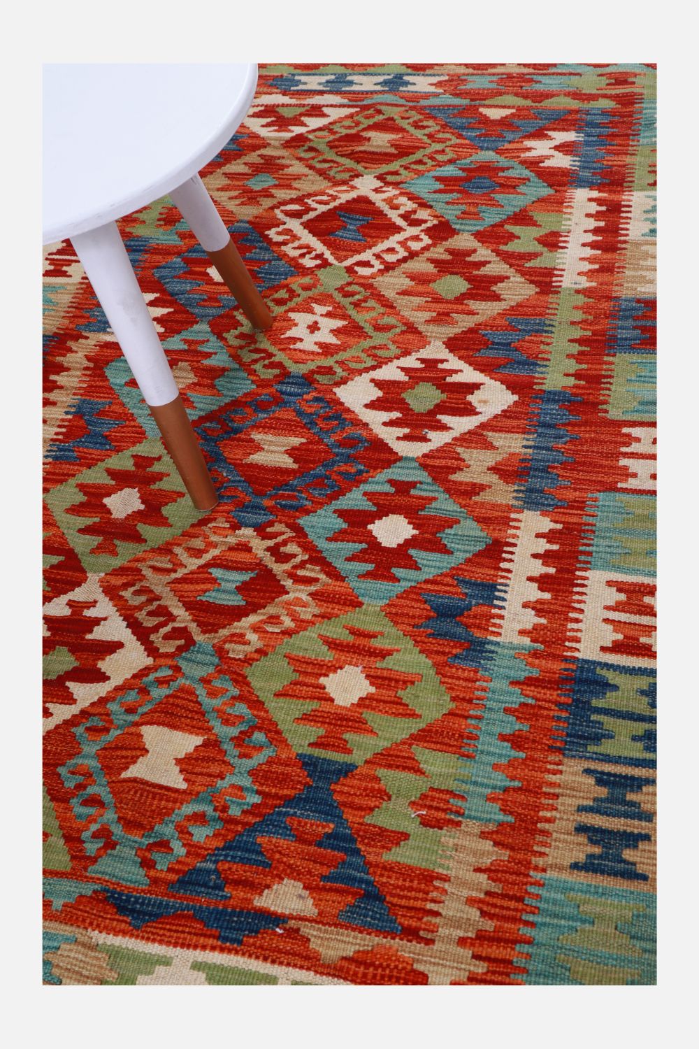 Kleurrijk Tapijt Laagpolig Handgeweven Wollen Vloerkleed - Omid Afghan Kelim 147x99