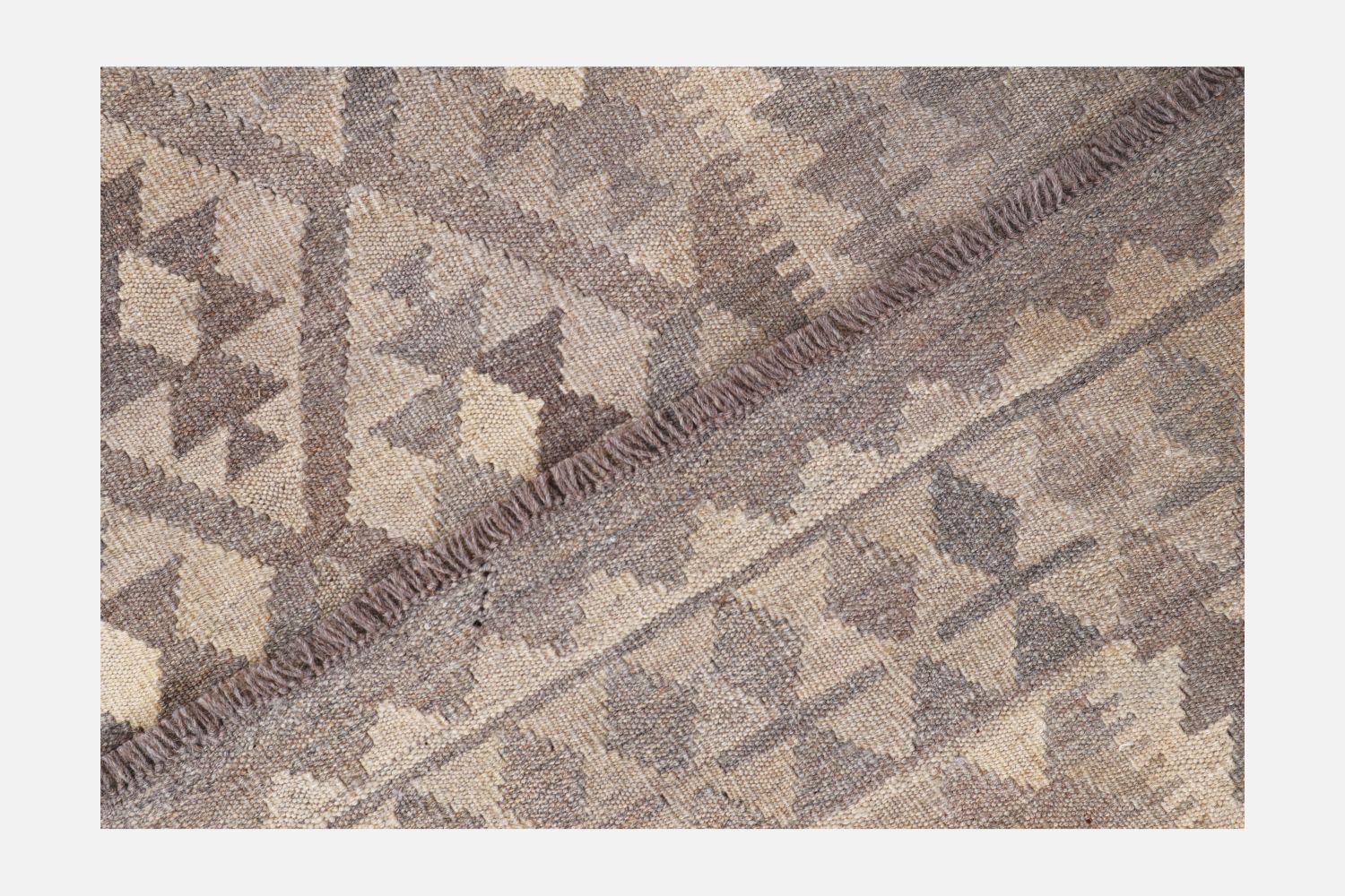 Beige Tapijt Laagpolig Handgeweven Wollen Vloerkleed - Omid Afghan Natural Kelim 298x207
