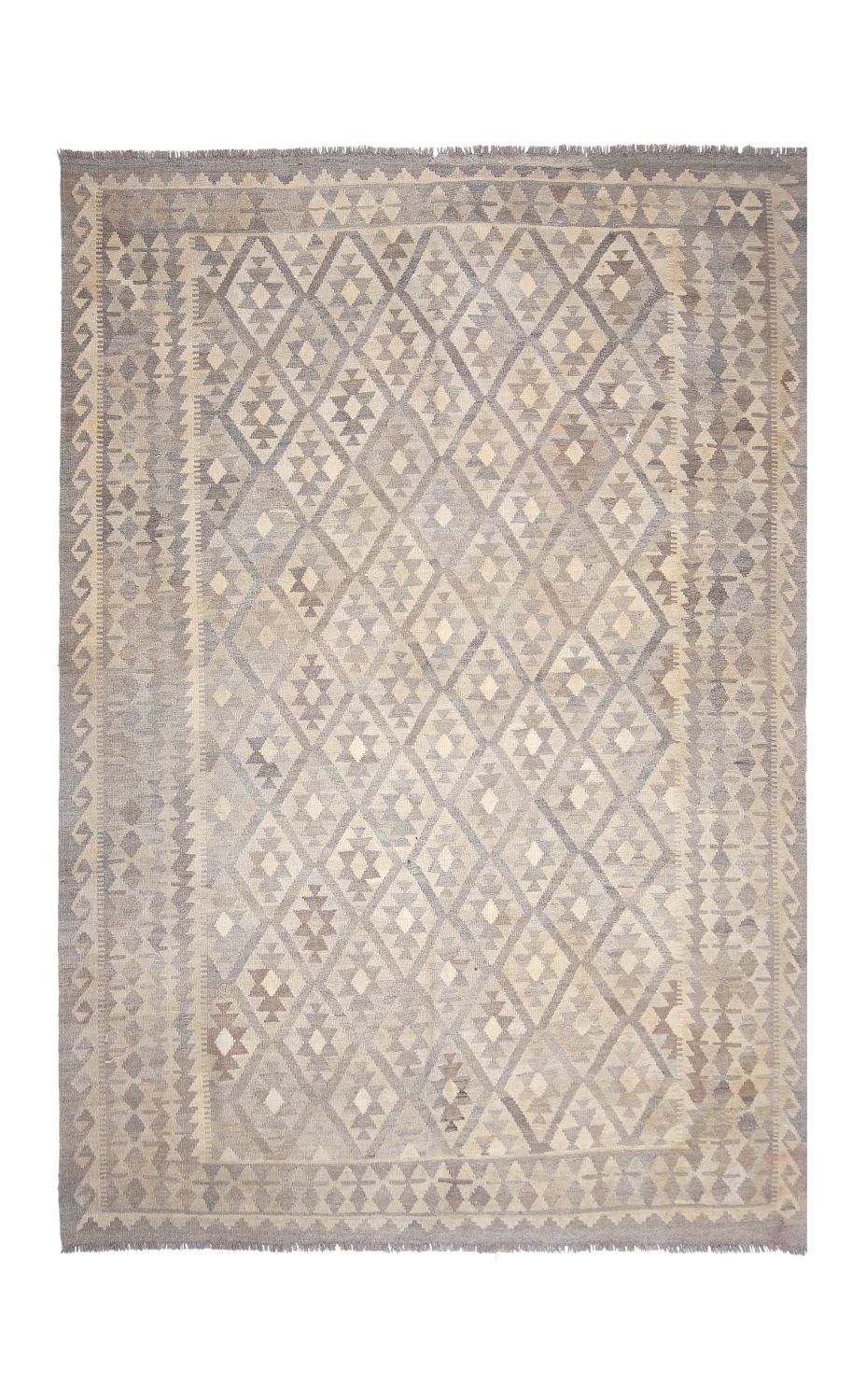 Beige Tapijt Laagpolig Handgeweven Wollen Vloerkleed - Omid Afghan Natural Kelim 292x203