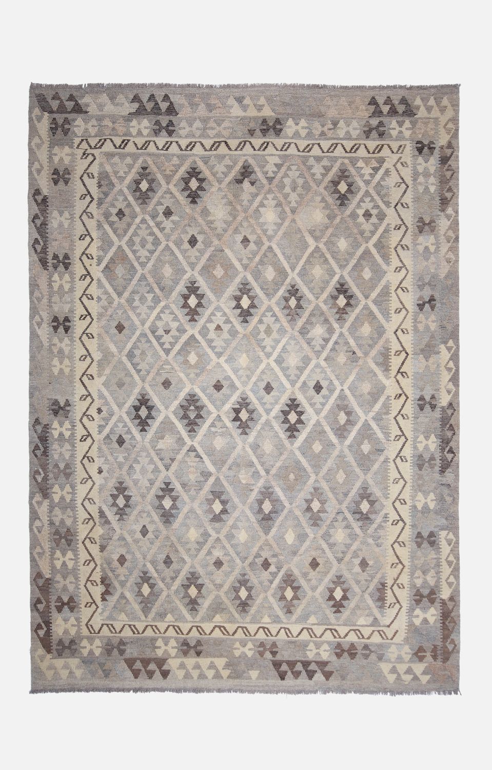 Beige Tapijt Laagpolig Handgeweven Wollen Vloerkleed - Omid Afghan Natural Kelim 288x206
