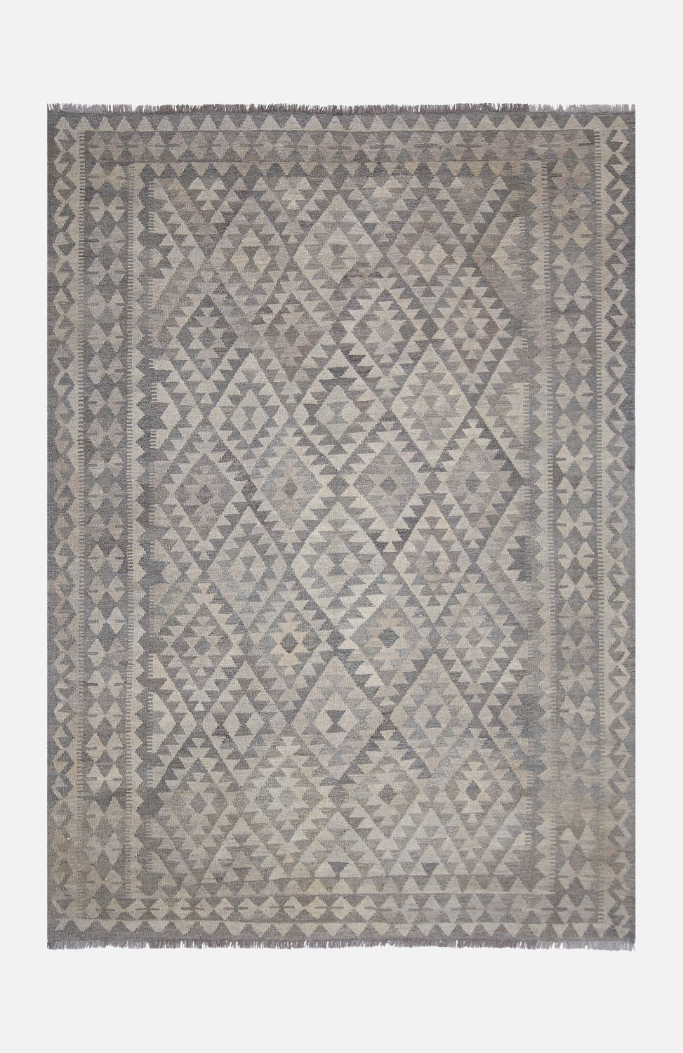 Beige Tapijt Laagpolig Handgeweven Wollen Vloerkleed - Omid Afghan Natural Kelim 237x170