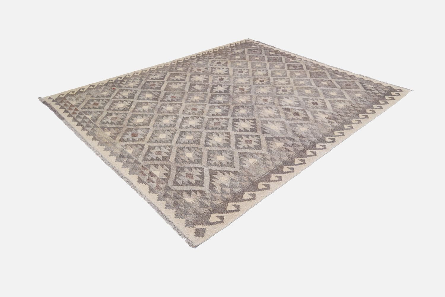 Beige Tapijt Laagpolig Handgeweven Wollen Vloerkleed - Omid Afghan Natural Kelim 236x172