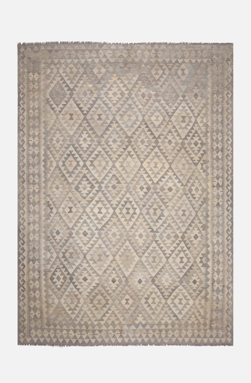 Beige Tapijt Laagpolig Handgeweven Wollen Vloerkleed - Omid Afghan Natural Kelim 237x167