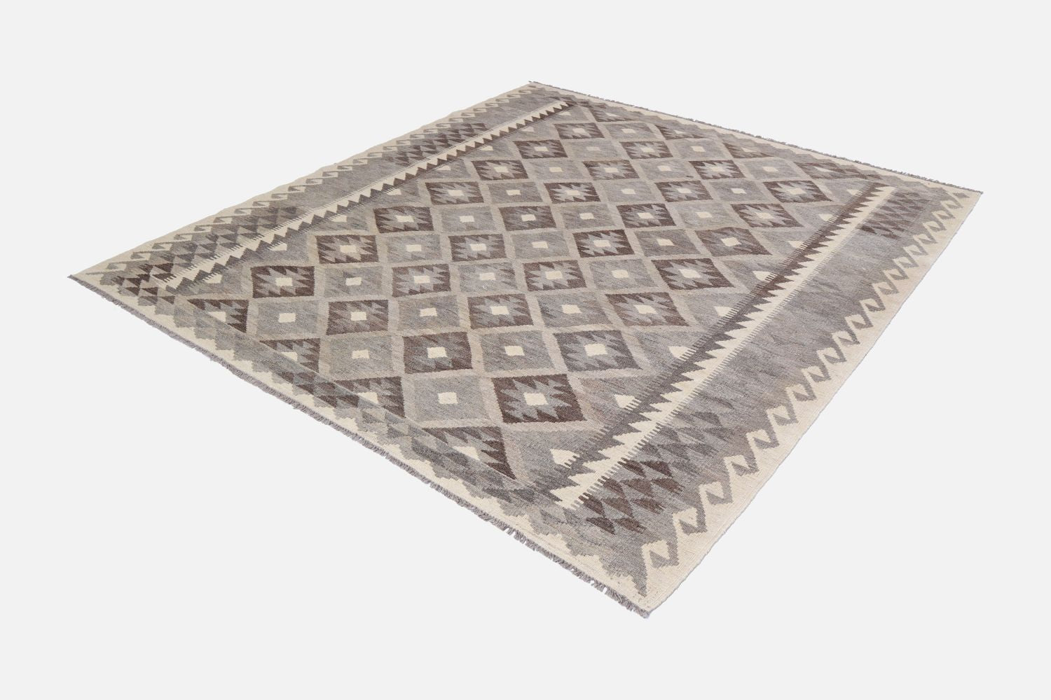 Beige Tapijt Laagpolig Handgeweven Wollen Vloerkleed - Omid Afghan Natural Kelim 234x168
