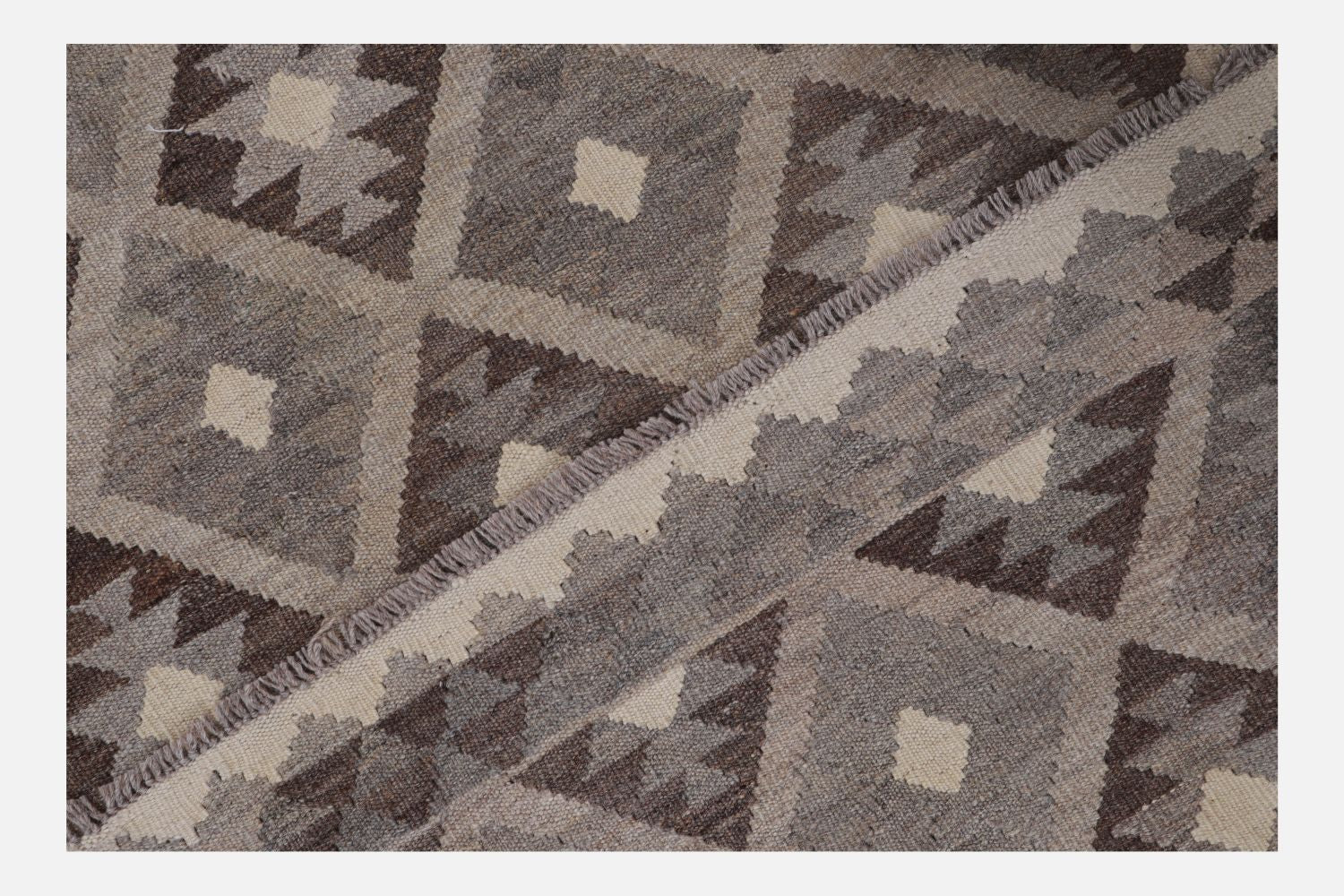 Beige Tapijt Laagpolig Handgeweven Wollen Vloerkleed - Omid Afghan Natural Kelim 234x168
