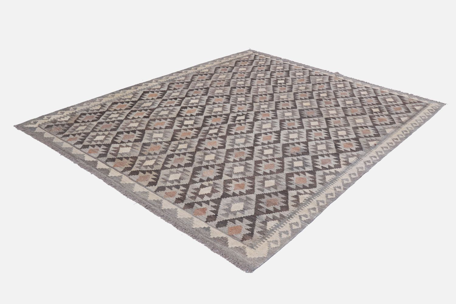 Beige Tapijt Laagpolig Handgeweven Wollen Vloerkleed - Omid Afghan Natural Kelim 237x167