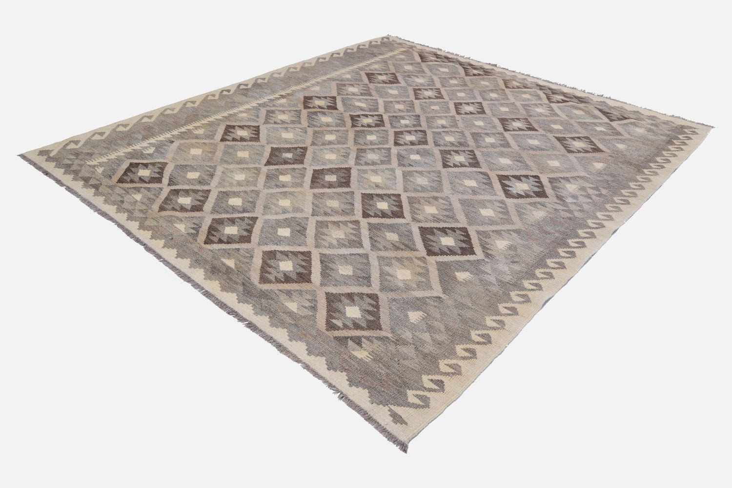 Beige Tapijt Laagpolig Handgeweven Wollen Vloerkleed - Omid Afghan Natural Kelim 248x178