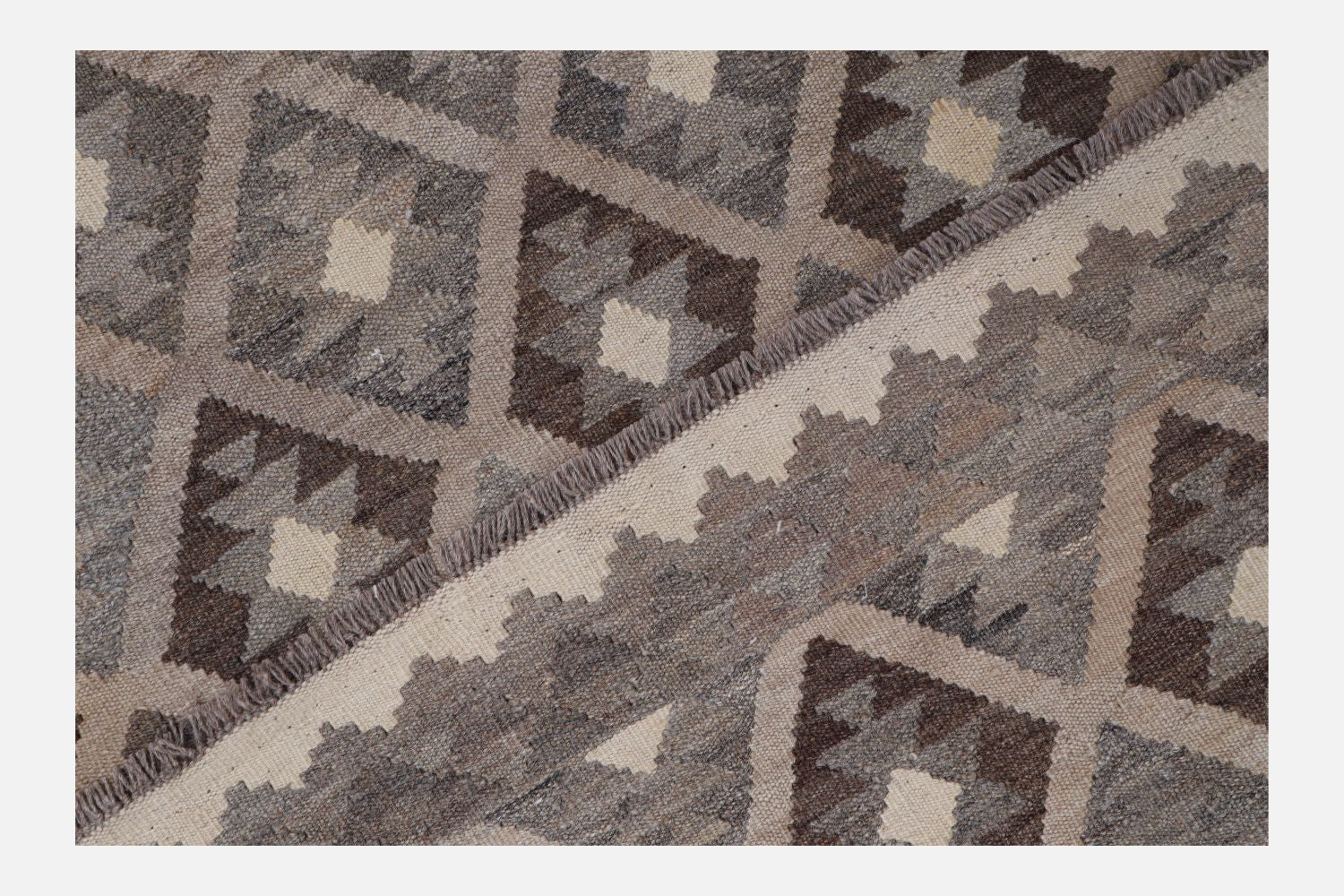 Beige Tapijt Laagpolig Handgeweven Wollen Vloerkleed - Omid Afghan Natural Kelim 248x178