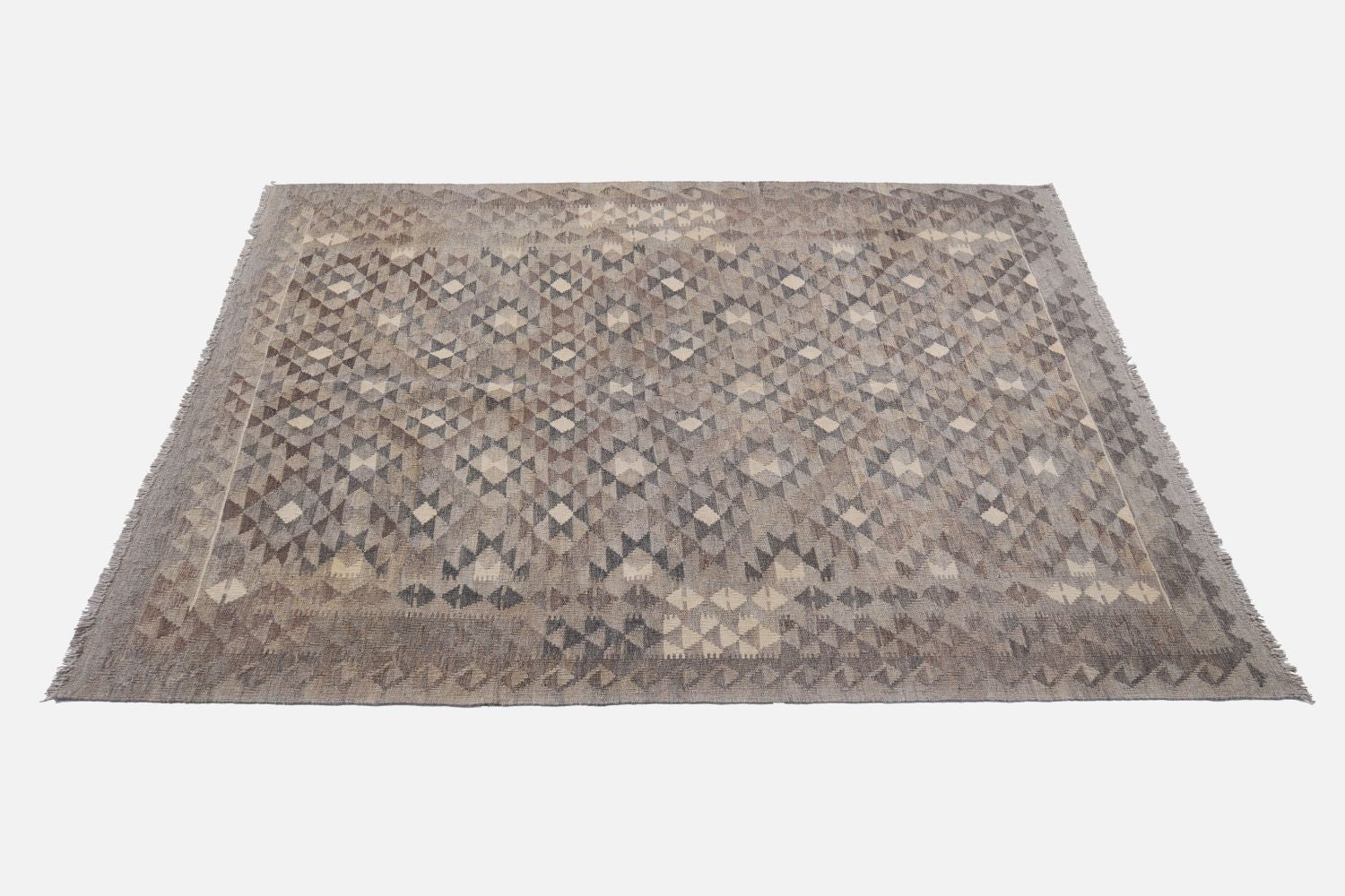 Beige Tapijt Laagpolig Handgeweven Wollen Vloerkleed - Omid Afghan Natural Kelim 232x172