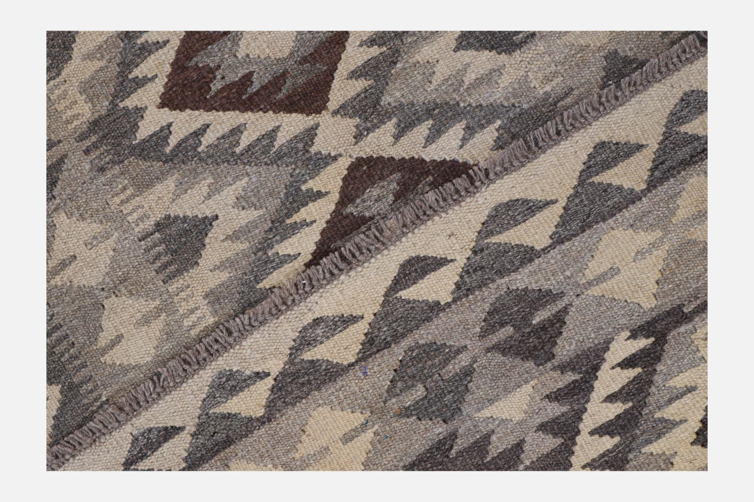 Beige Tapijt Laagpolig Handgeweven Wollen Vloerkleed - Omid Afghan Natural Kelim 292x84