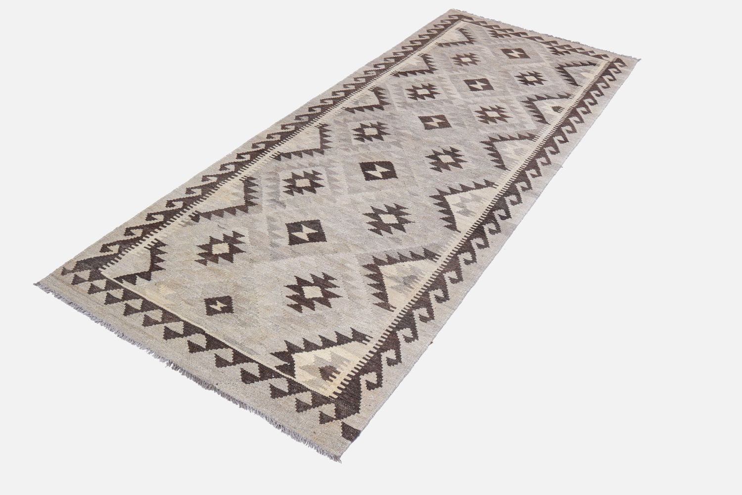 Beige Tapijt Laagpolig Handgeweven Wollen Vloerkleed - Omid Afghan Natural Kelim 281x85