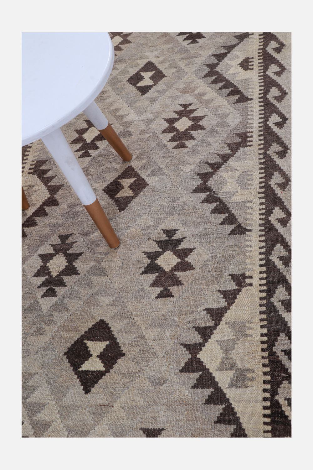 Beige Tapijt Laagpolig Handgeweven Wollen Vloerkleed - Omid Afghan Natural Kelim 281x85