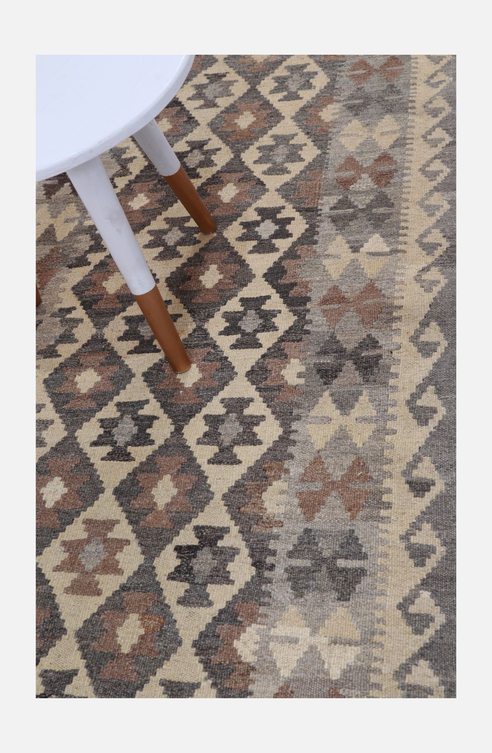 Beige Tapijt Laagpolig Handgeweven Wollen Vloerkleed - Omid Afghan Natural Kelim 292x84