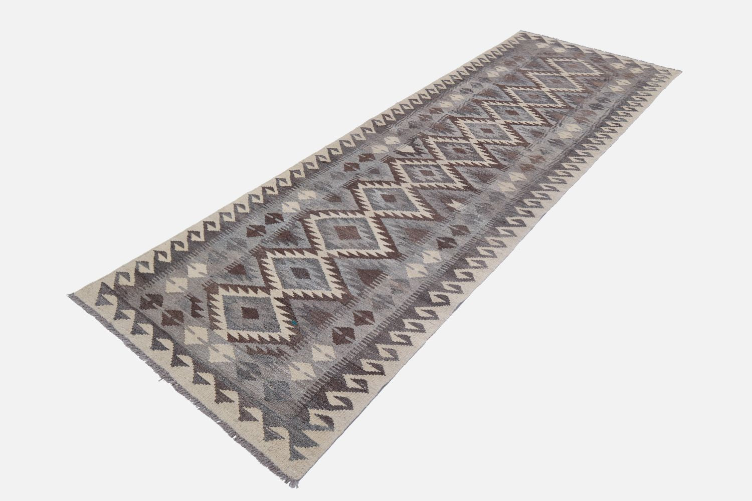 Beige Tapijt Laagpolig Handgeweven Wollen Vloerkleed - Omid Afghan Natural Kelim 292x82