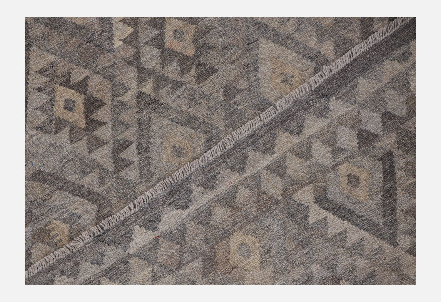 Beige Tapijt Laagpolig Handgeweven Wollen Vloerkleed - Omid Afghan Natural Kelim 180x126