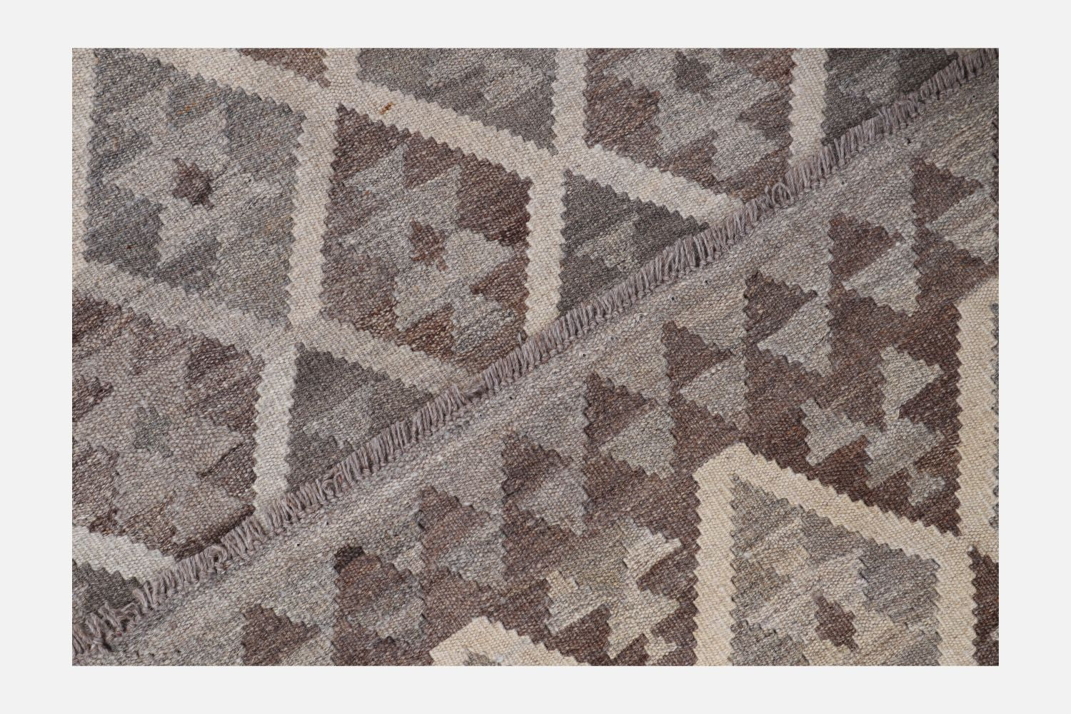 Beige Tapijt Laagpolig Handgeweven Wollen Vloerkleed - Omid Afghan Natural Kelim 180x128