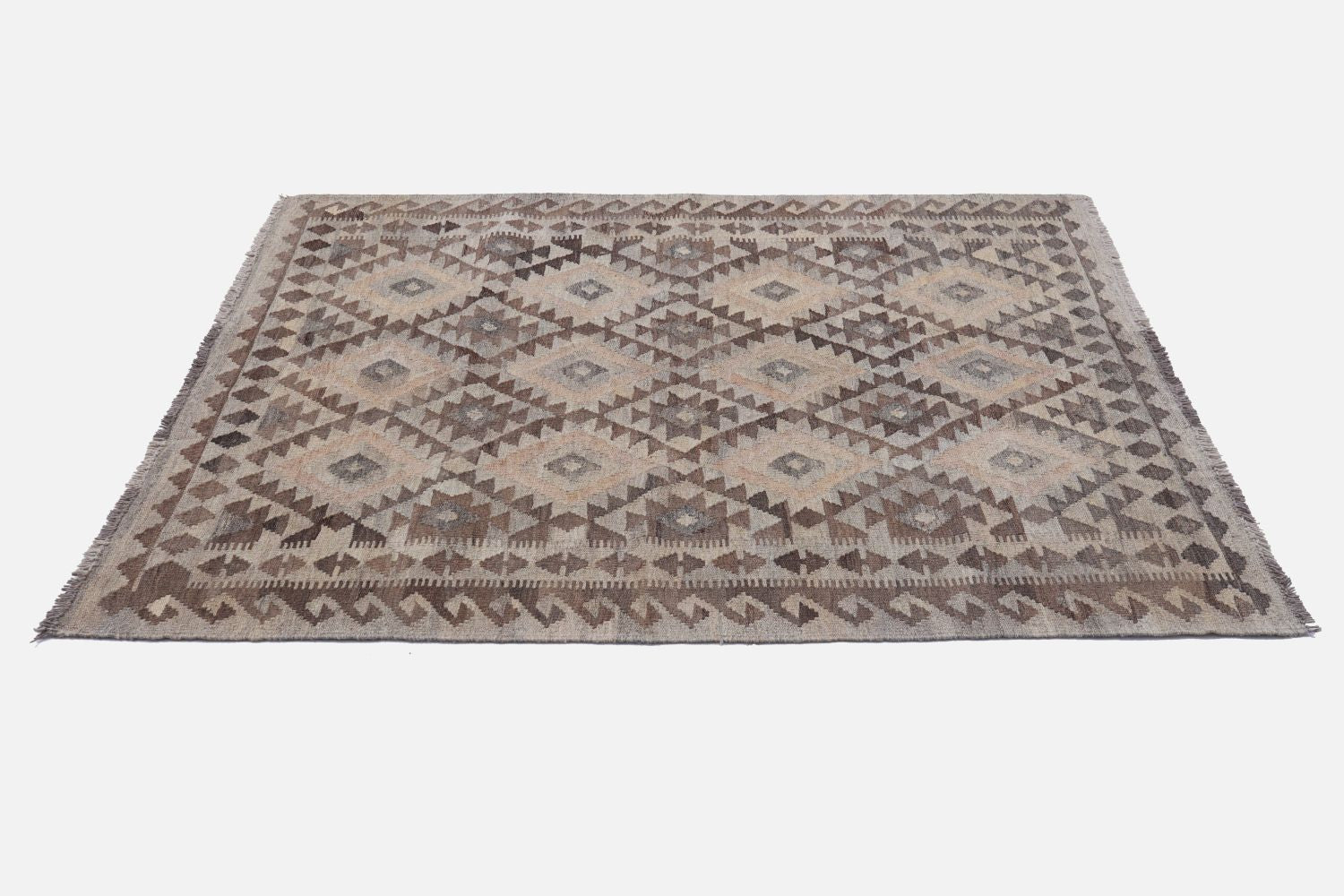 Beige Tapijt Laagpolig Handgeweven Wollen Vloerkleed - Omid Afghan Natural Kelim 180x127