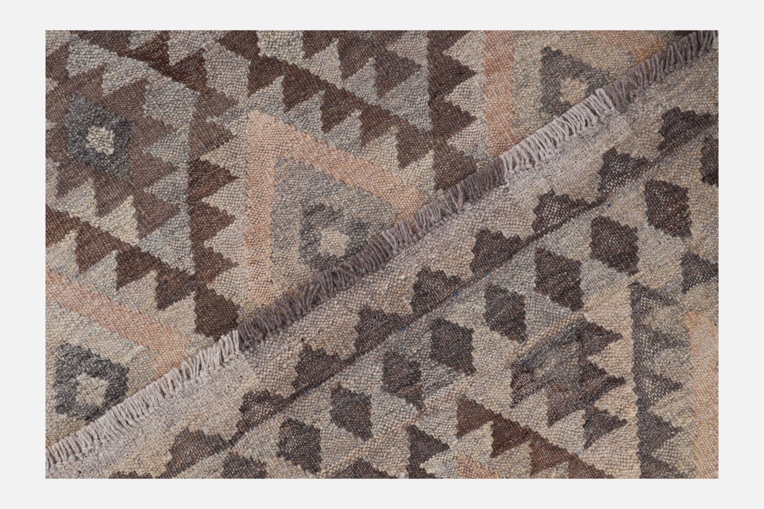 Beige Tapijt Laagpolig Handgeweven Wollen Vloerkleed - Omid Afghan Natural Kelim 180x127
