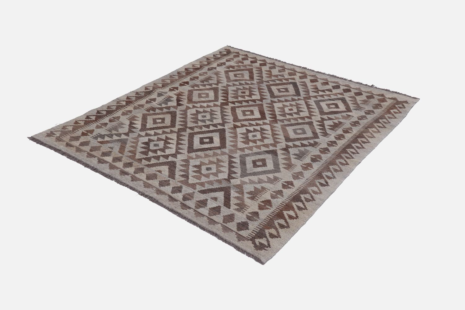 Beige Tapijt Laagpolig Handgeweven Wollen Vloerkleed - Omid Afghan Natural Kelim 152x110