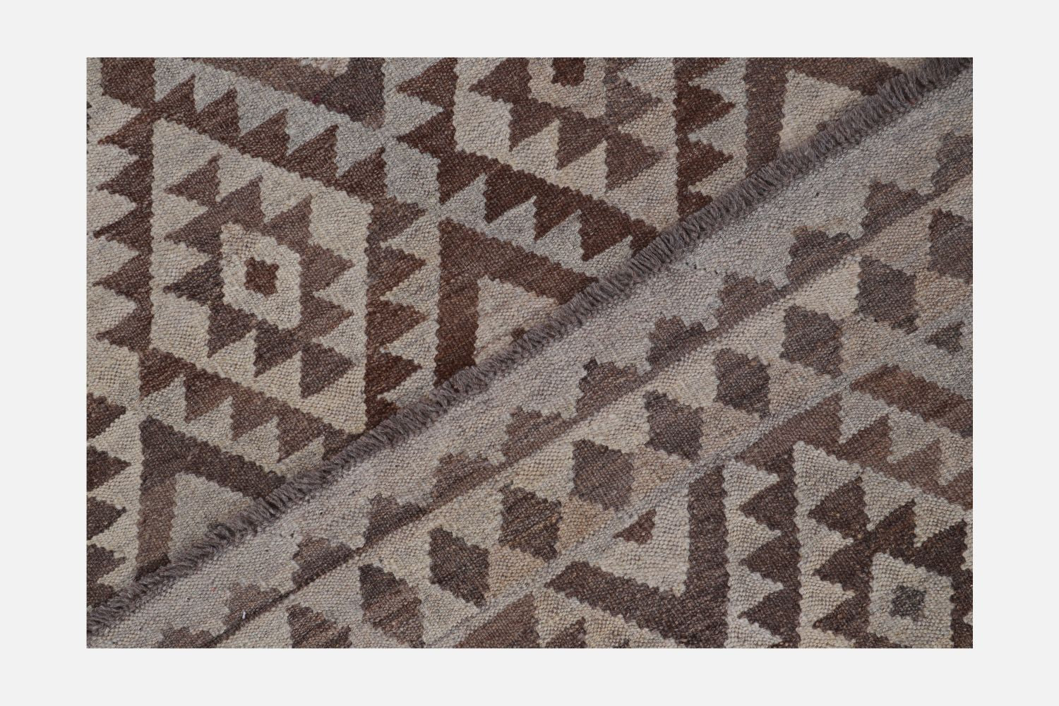 Beige Tapijt Laagpolig Handgeweven Wollen Vloerkleed - Omid Afghan Natural Kelim 152x110