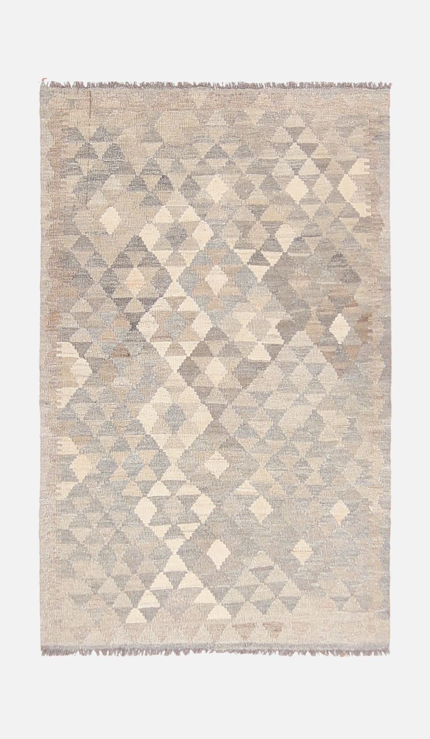 Beige Tapijt Laagpolig Handgeweven Wollen Vloerkleed - Omid Afghan Natural Kelim 167x100