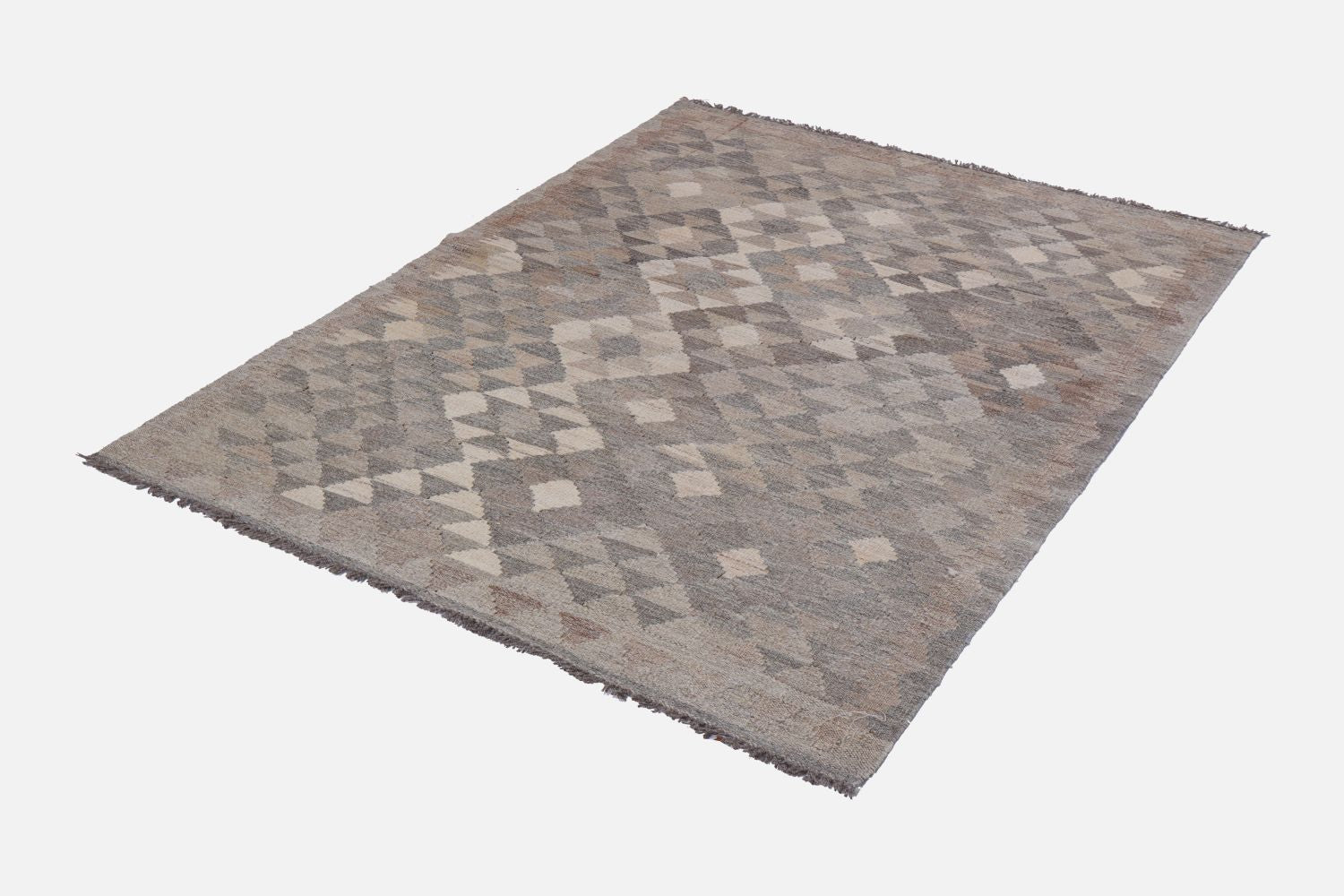 Beige Tapijt Laagpolig Handgeweven Wollen Vloerkleed - Omid Afghan Natural Kelim 167x100