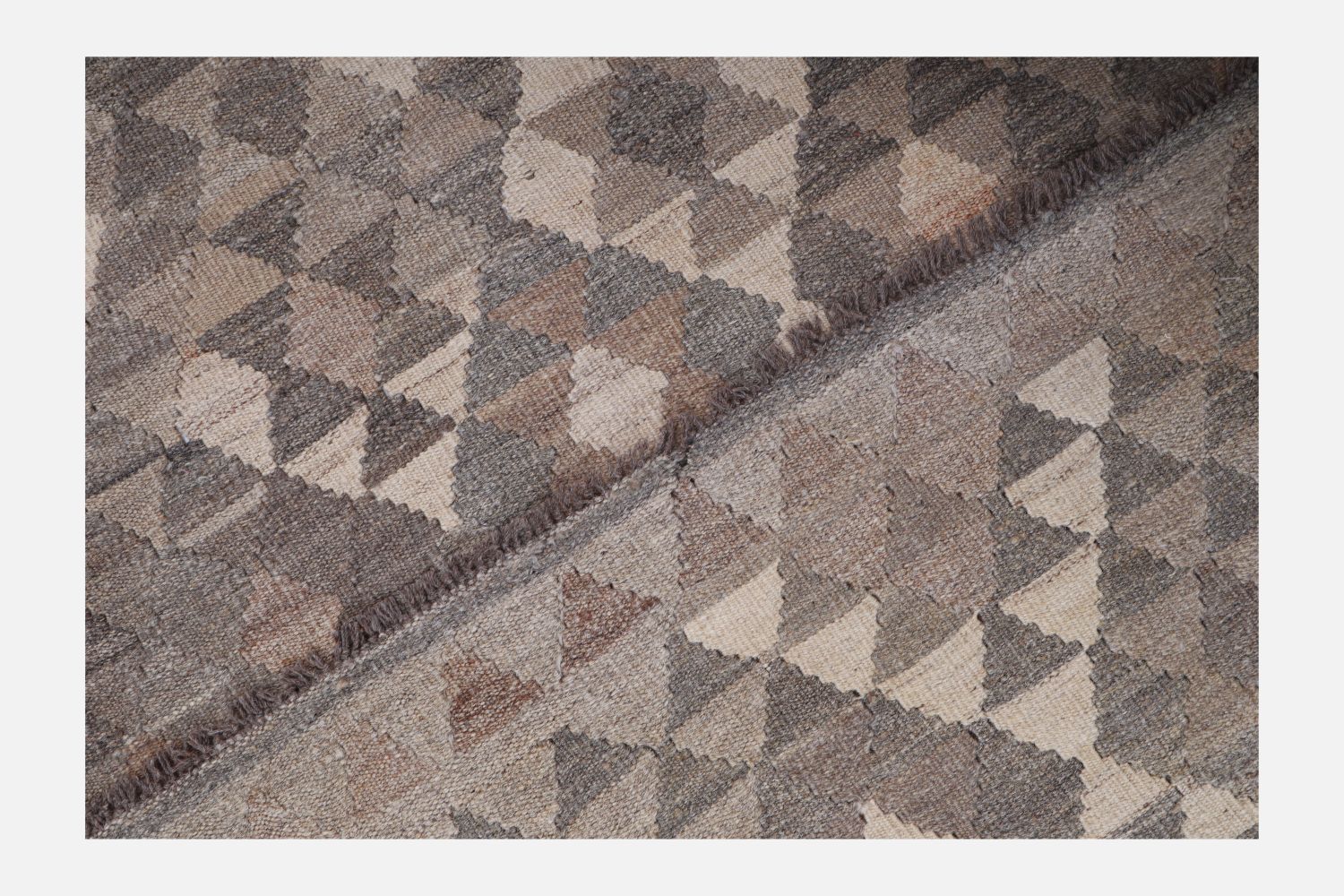 Beige Tapijt Laagpolig Handgeweven Wollen Vloerkleed - Omid Afghan Natural Kelim 167x100